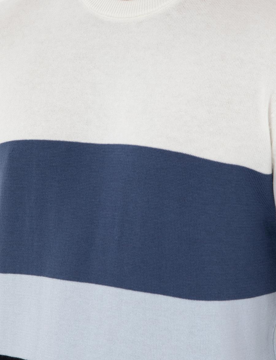 Lacivert Slim Fit Bisiklet Yaka Triko Kazak