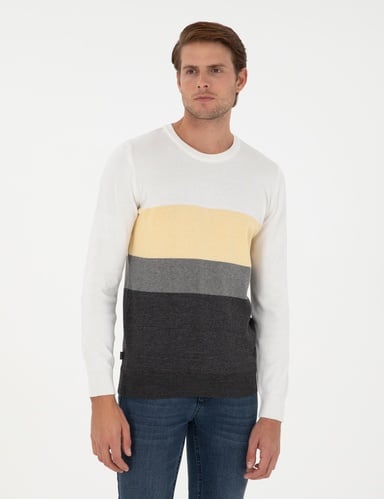 Gri Melanj Slim Fit Bisiklet Yaka Triko Kazak