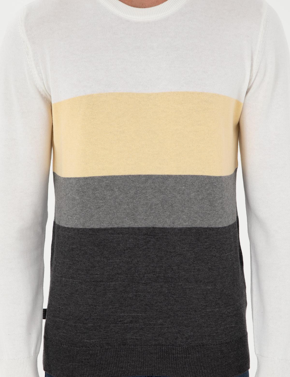 Gri Melanj Slim Fit Bisiklet Yaka Triko Kazak - 50300525019