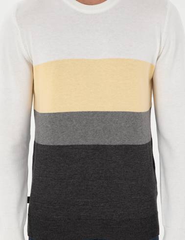 Gri Melanj Slim Fit Bisiklet Yaka Triko Kazak