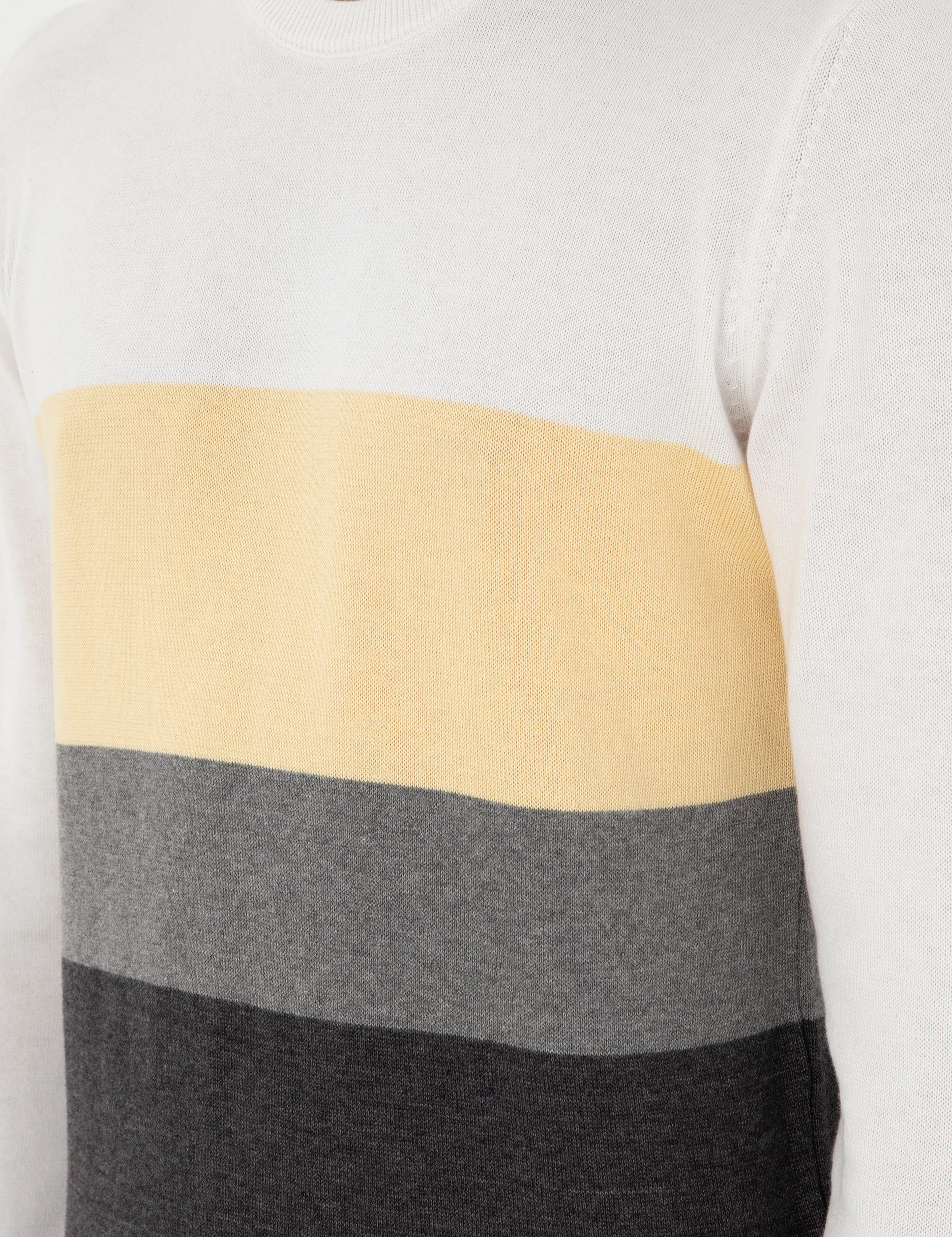 Gri Melanj Slim Fit Bisiklet Yaka Triko Kazak - Image 7