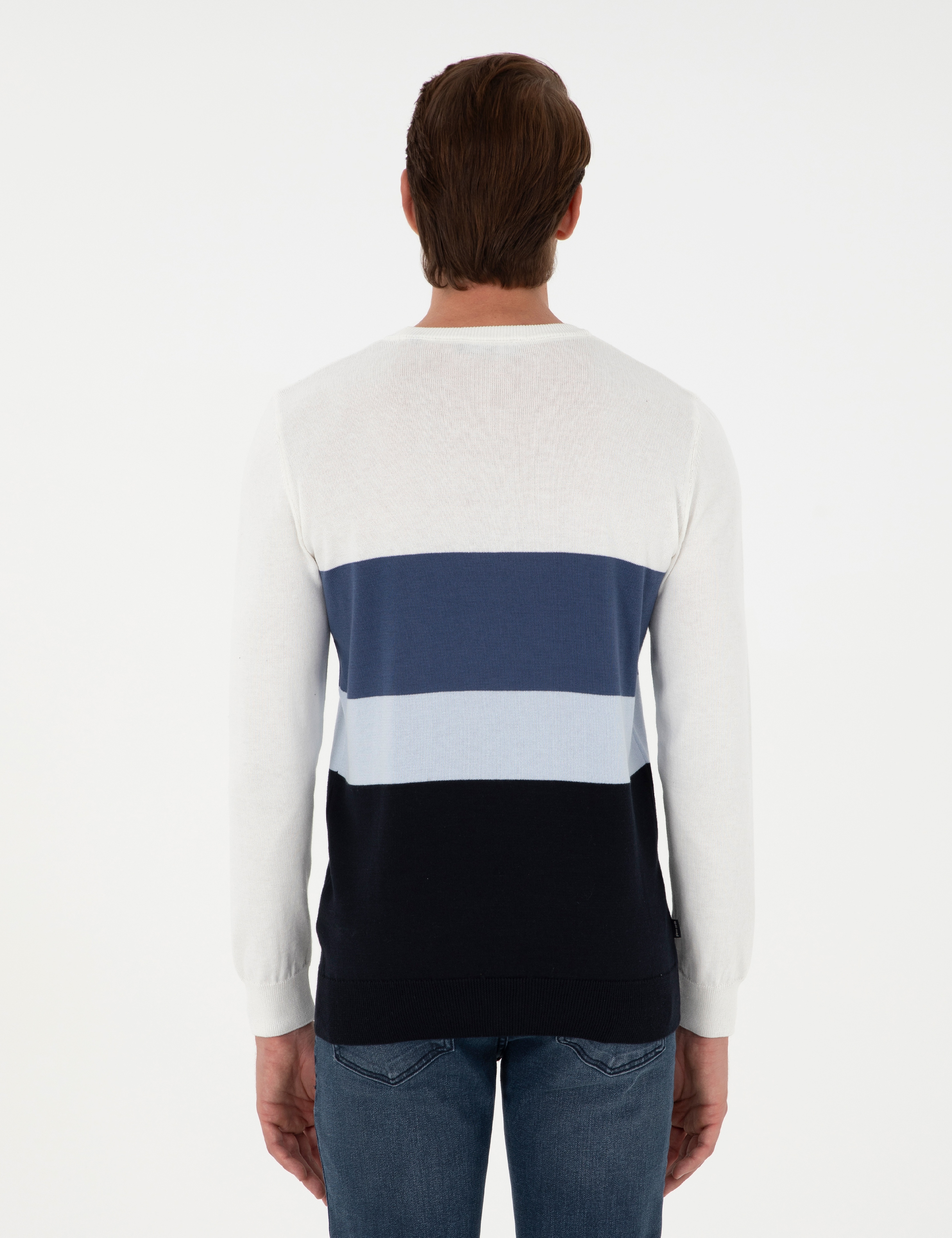Lacivert Slim Fit Bisiklet Yaka Triko Kazak - Image 5