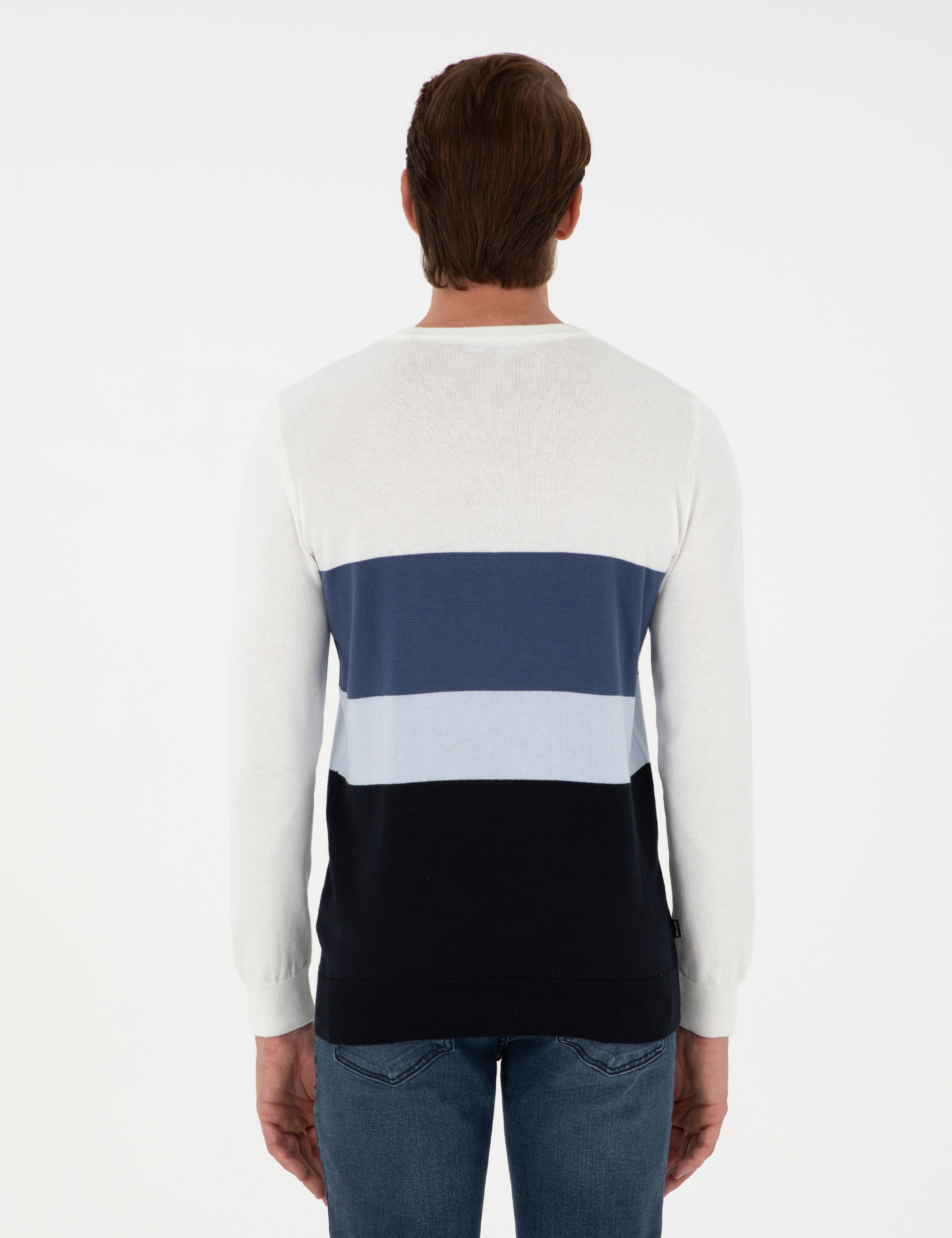 Lacivert Slim Fit Bisiklet Yaka Triko Kazak