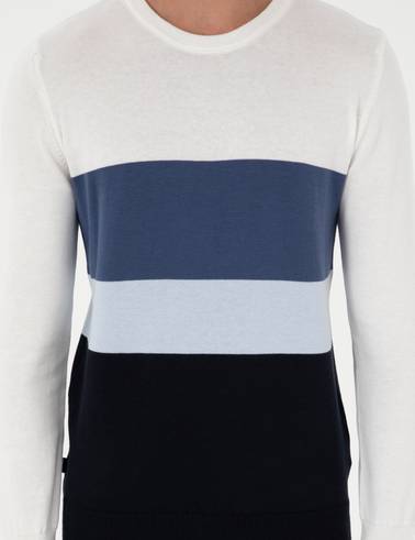 Lacivert Slim Fit Bisiklet Yaka Triko Kazak