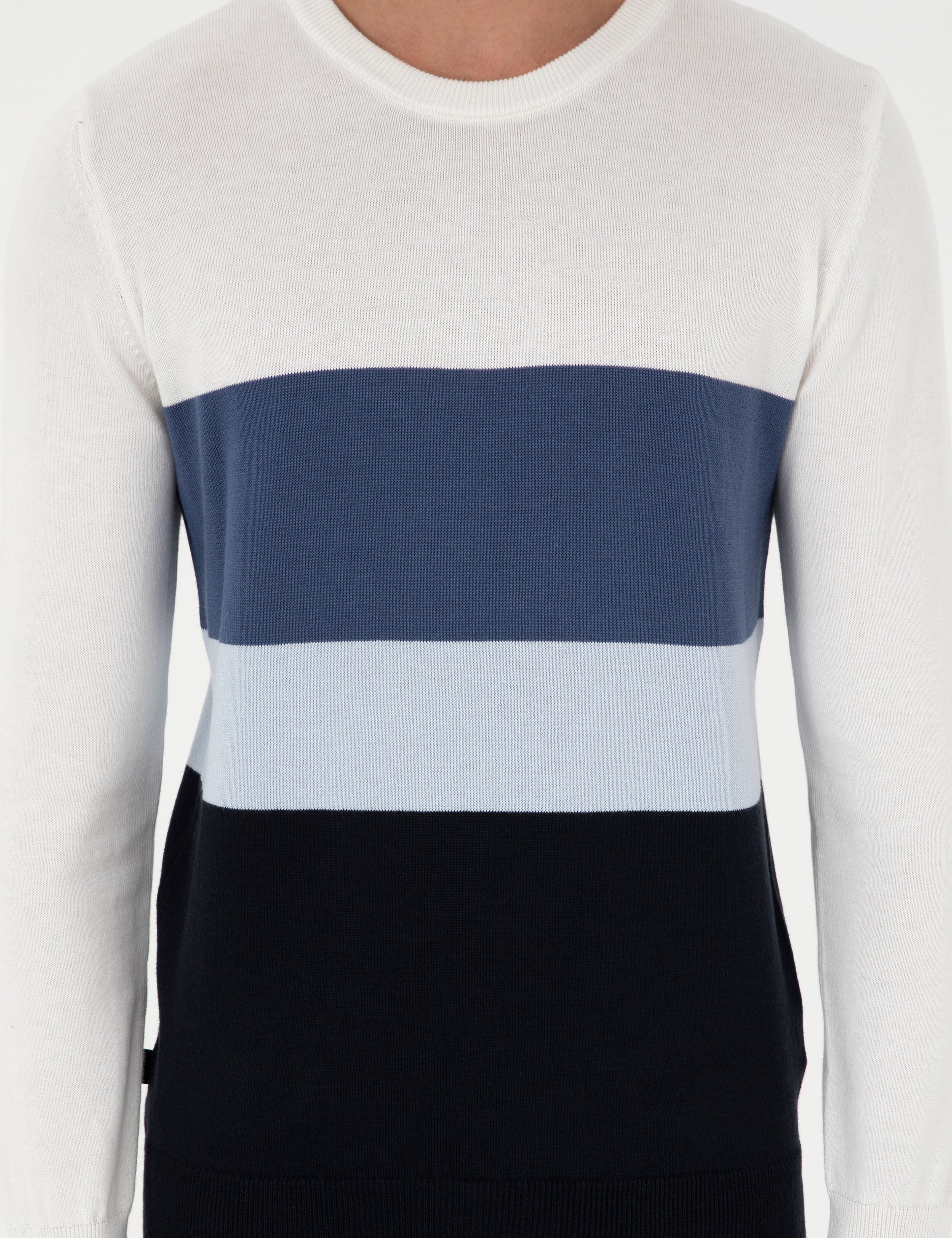 Lacivert Slim Fit Bisiklet Yaka Triko Kazak - Image 6