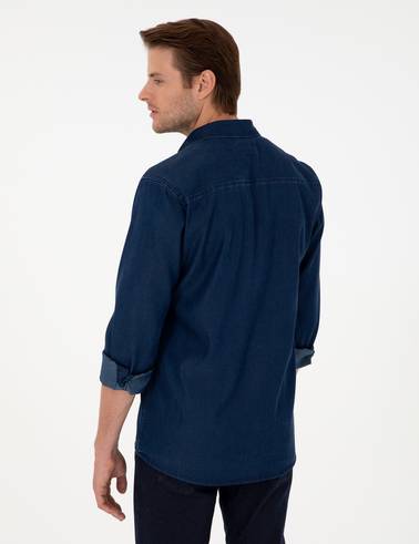 Lacivert Regular Fit Jean Gömlek