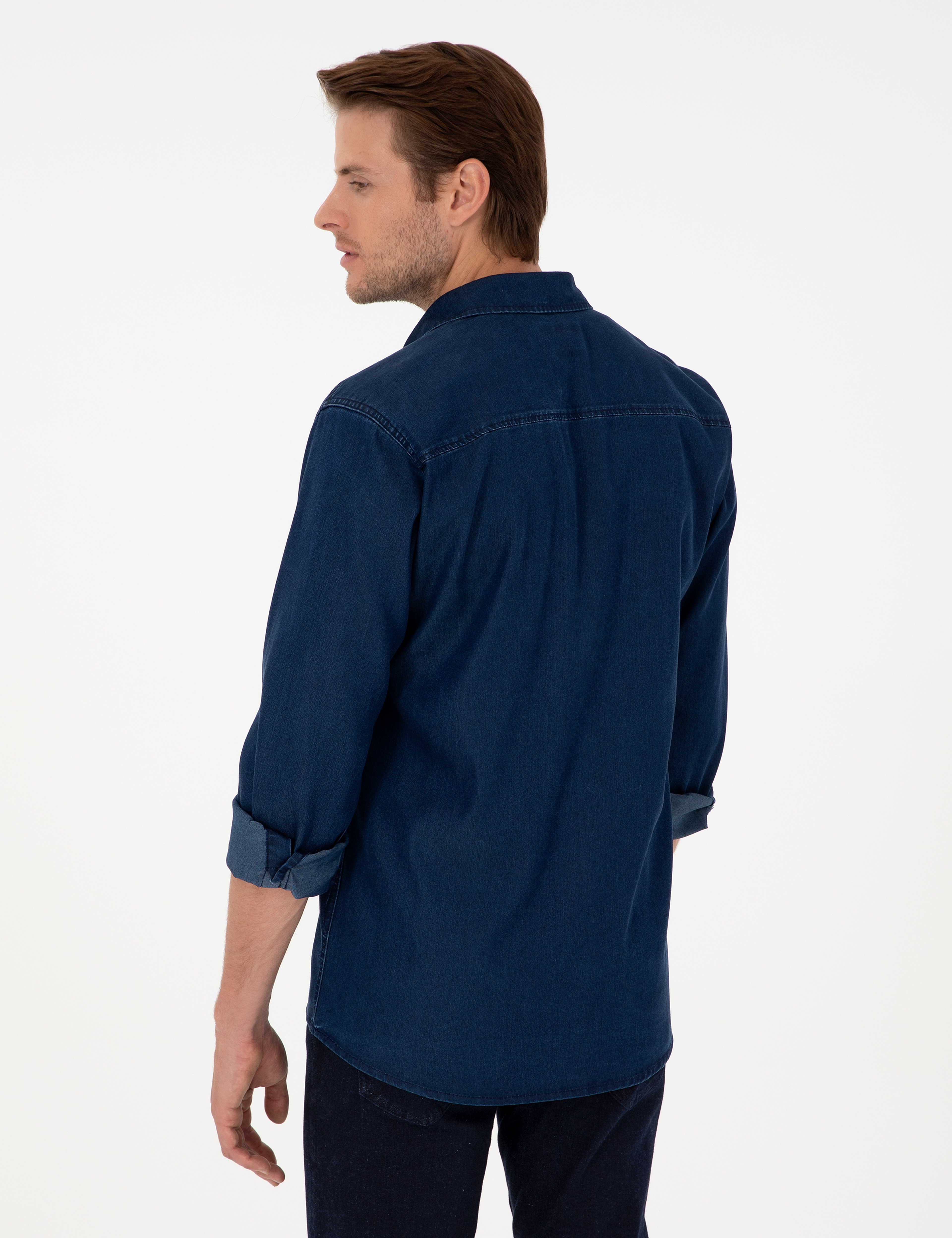 Lacivert Regular Fit Jean Gömlek