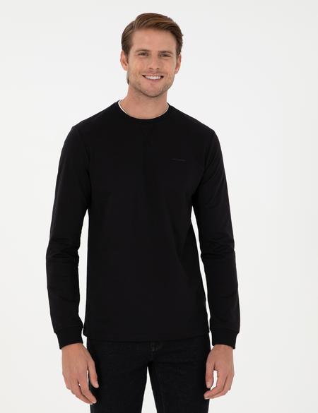 Siyah Regular Fit Bisiklet Yaka Basic Sweatshirt - 50298968017