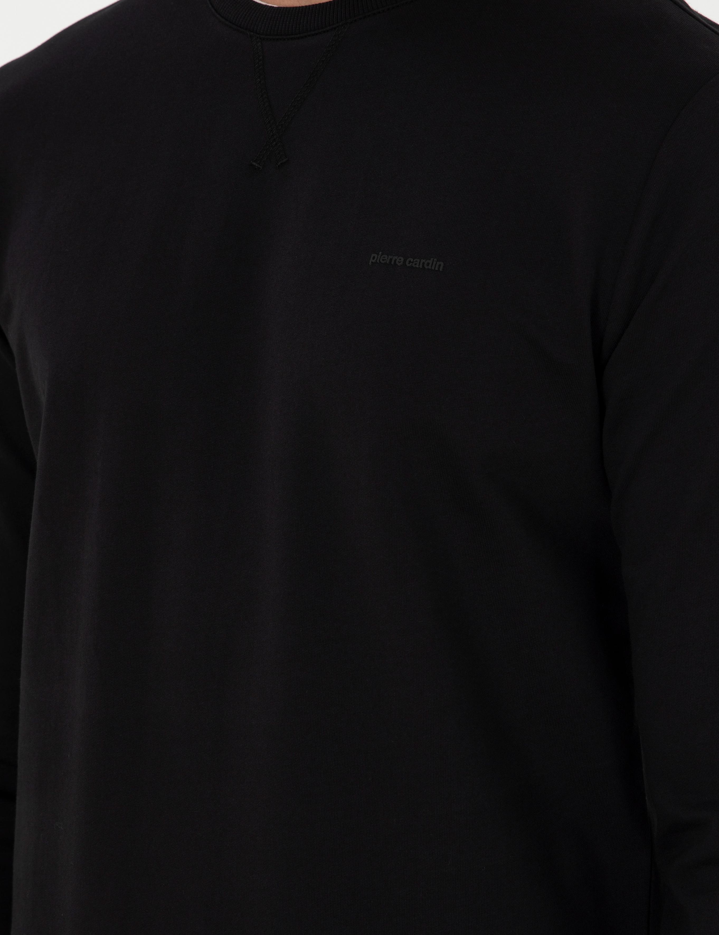 Siyah Regular Fit Bisiklet Yaka Basic Sweatshirt