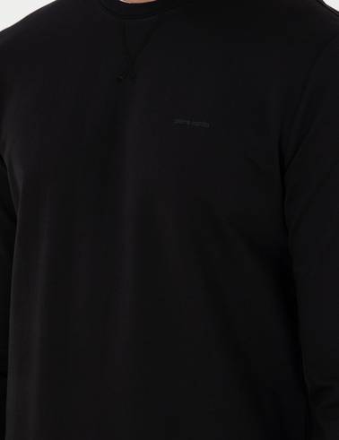 Siyah Regular Fit Bisiklet Yaka Basic Sweatshirt