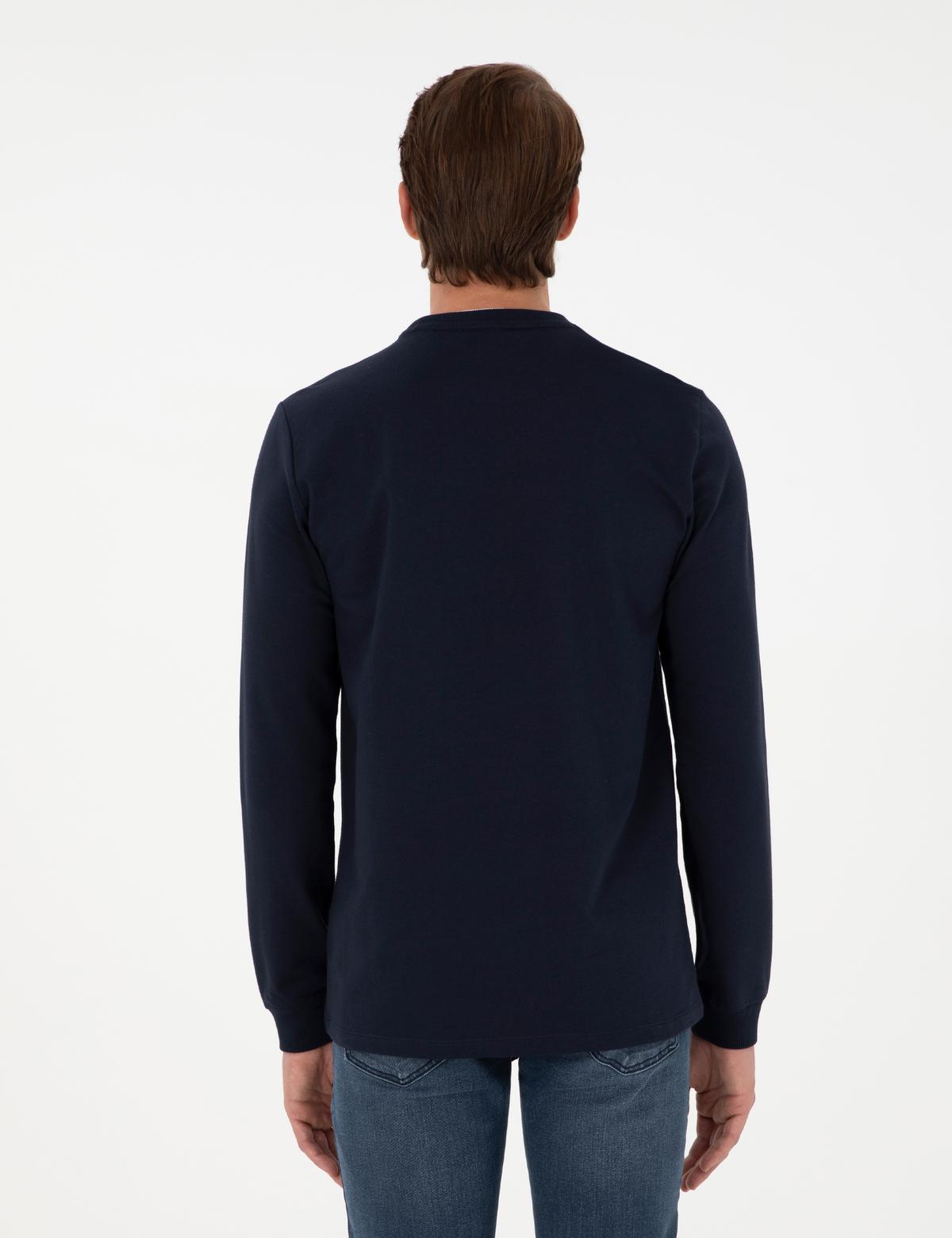 Lacivert Regular Fit Bisiklet Yaka Basic Sweatshirt - 50298968005