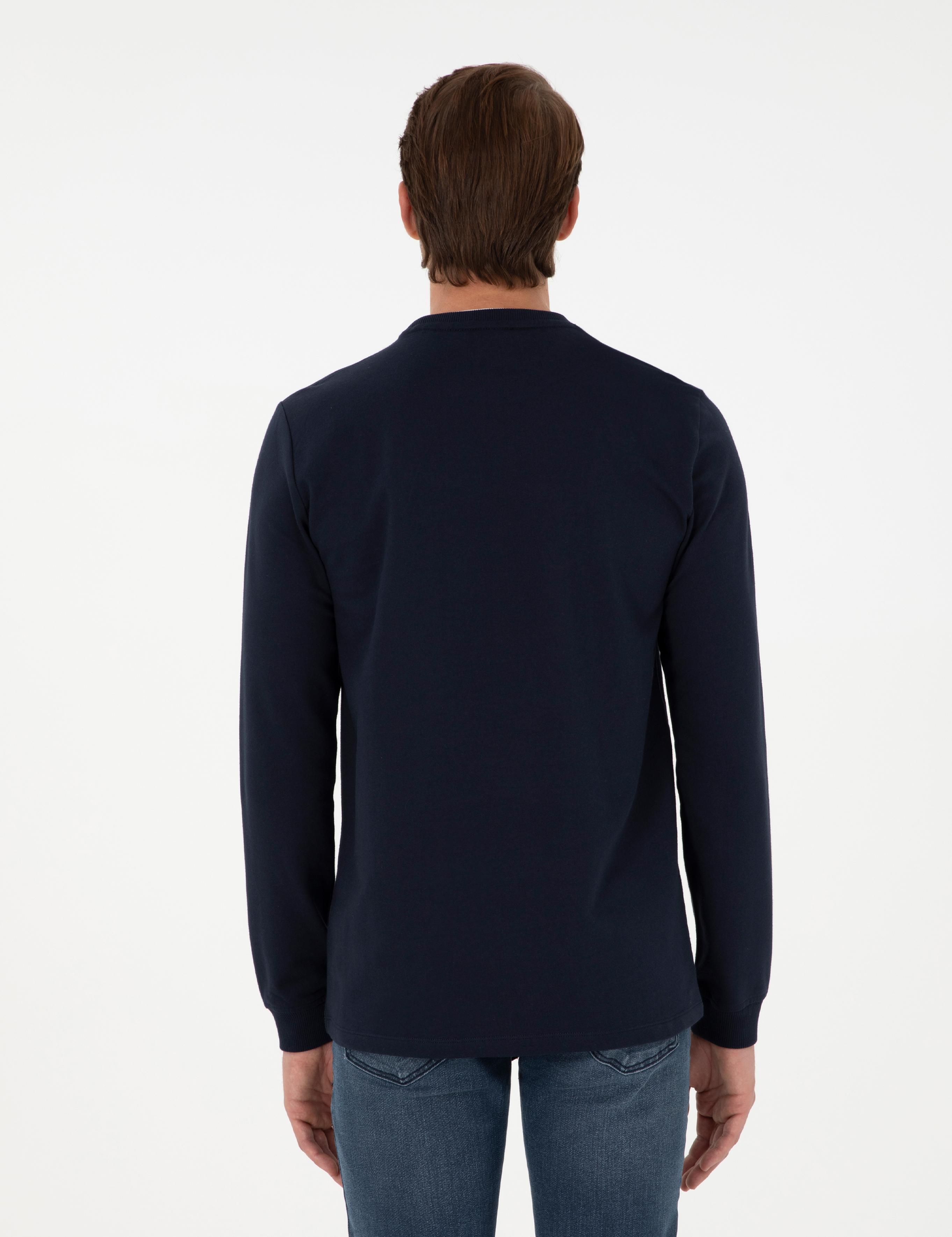 Lacivert Regular Fit Bisiklet Yaka Basic Sweatshirt