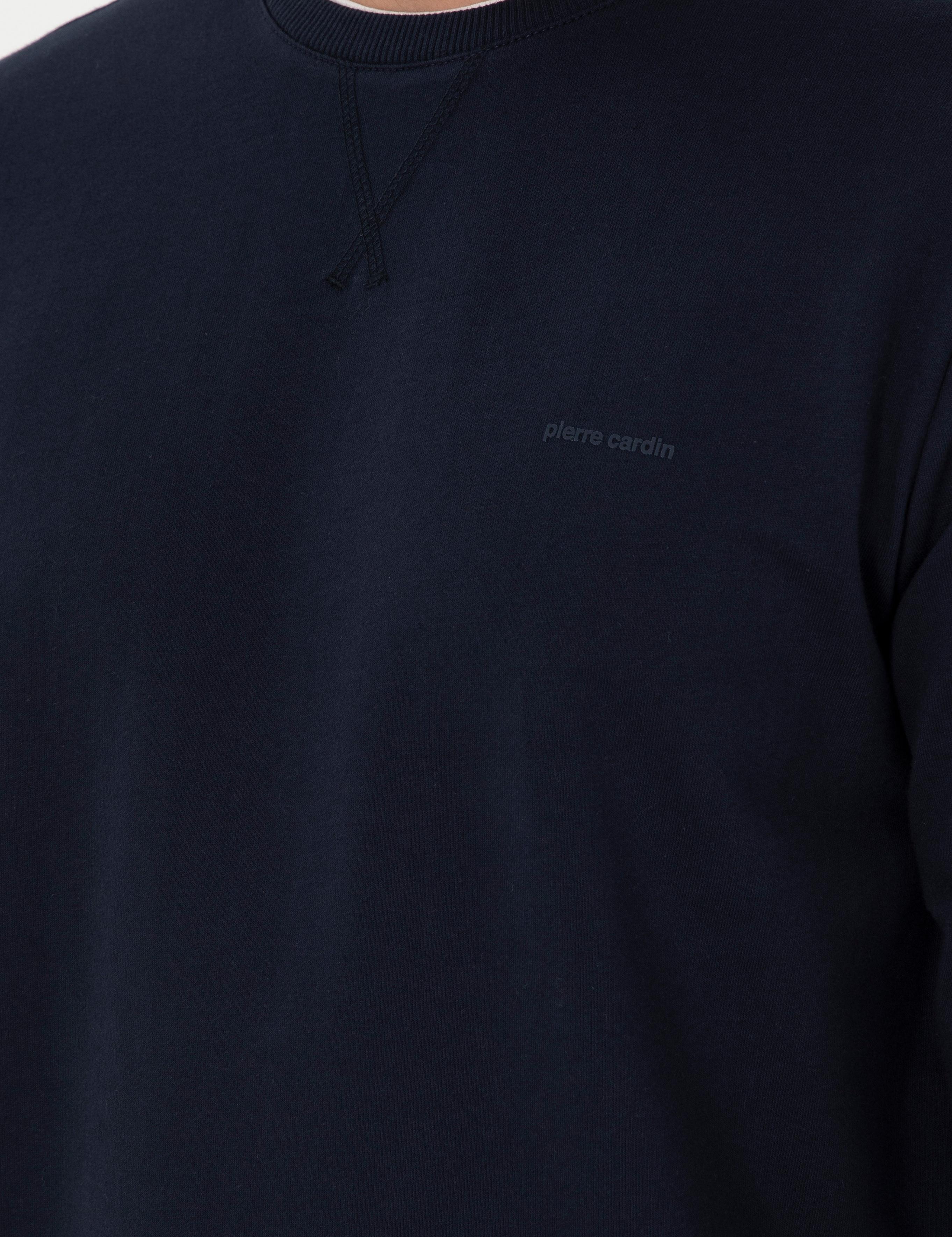 Lacivert Regular Fit Bisiklet Yaka Basic Sweatshirt