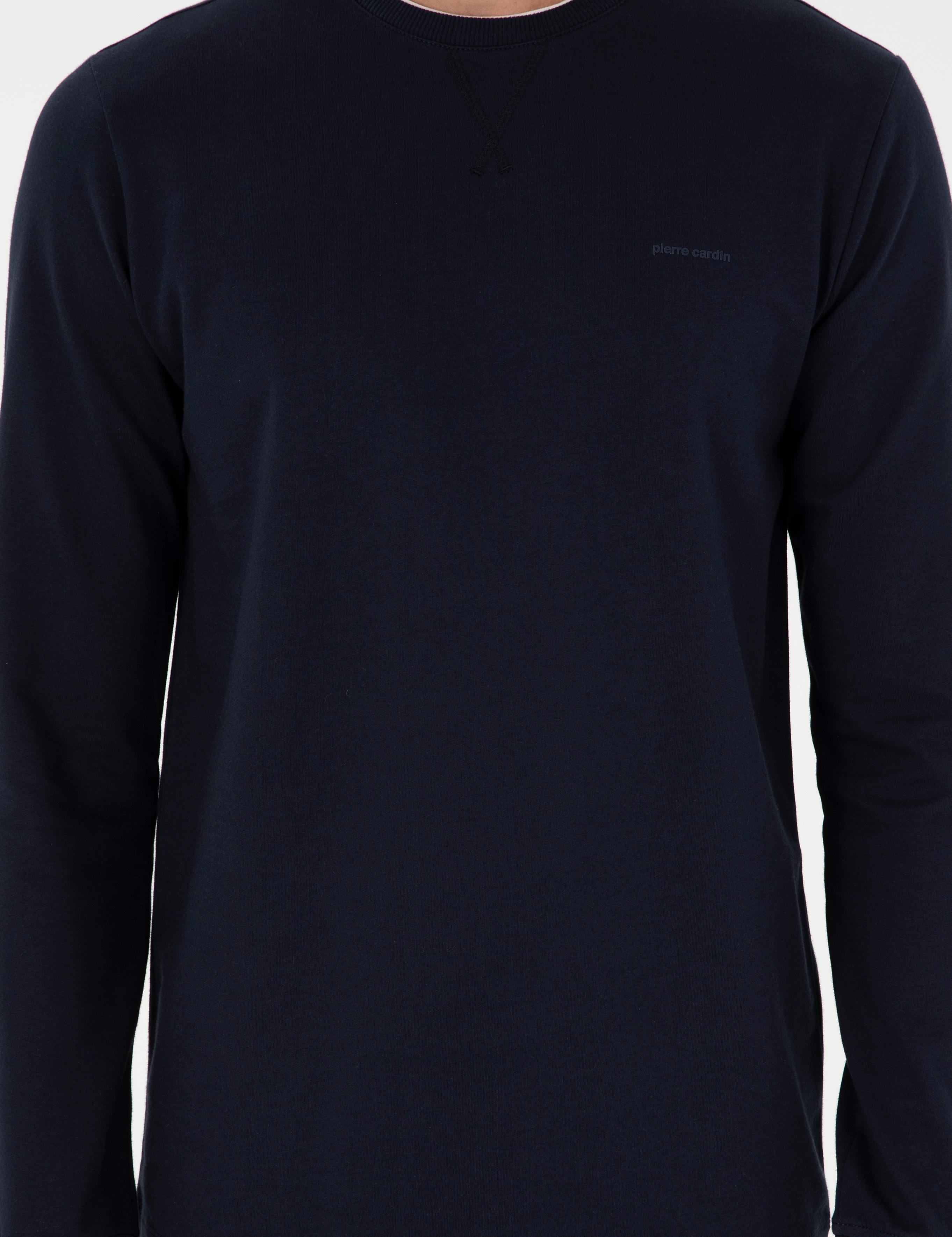 Lacivert Regular Fit Bisiklet Yaka Basic Sweatshirt