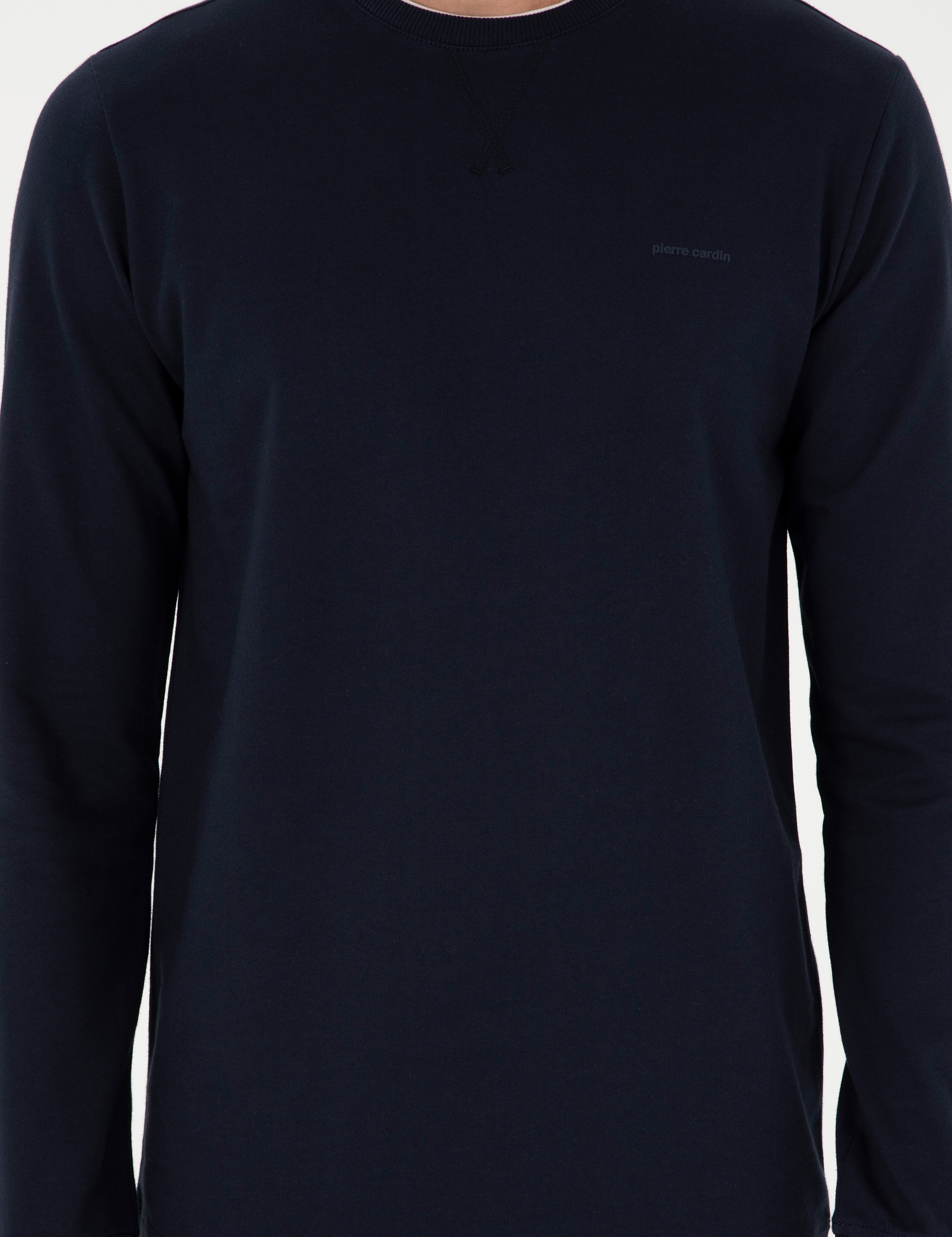 Lacivert Regular Fit Bisiklet Yaka Basic Sweatshirt - Image 6