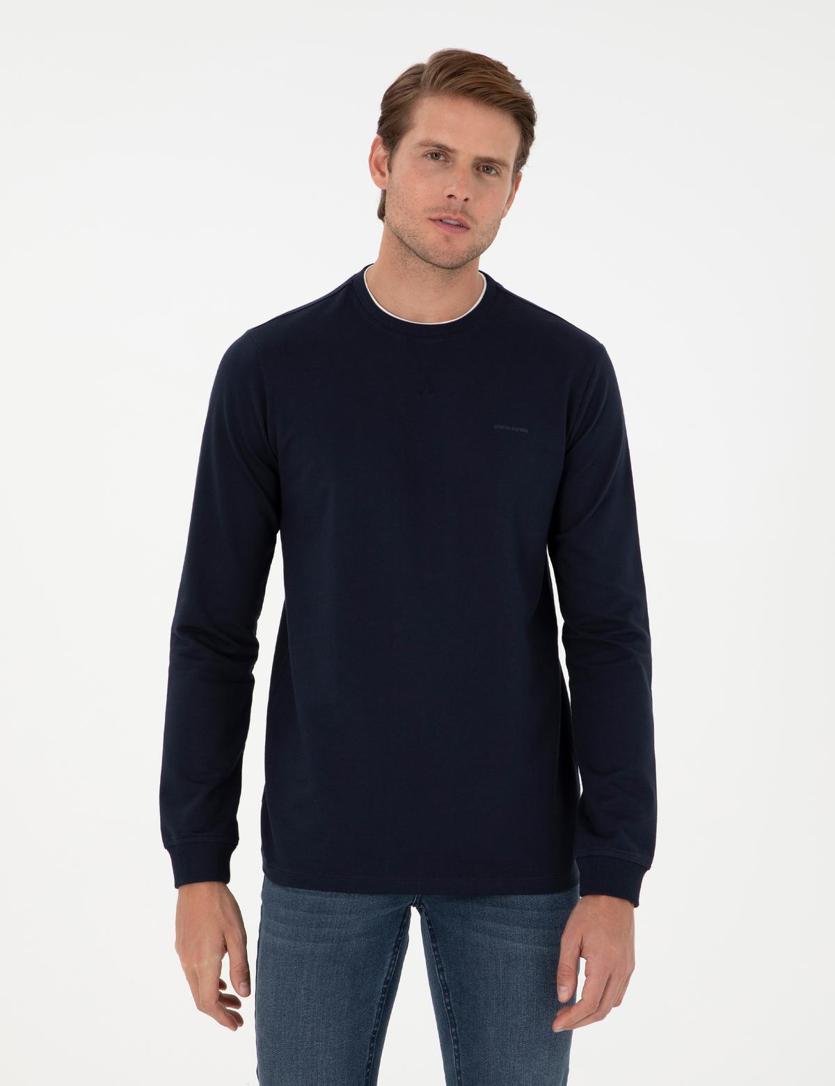 Lacivert Regular Fit Bisiklet Yaka Basic Sweatshirt
