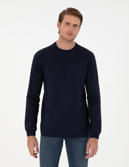 Lacivert Regular Fit Bisiklet Yaka Basic Sweatshirt - 50298968005
