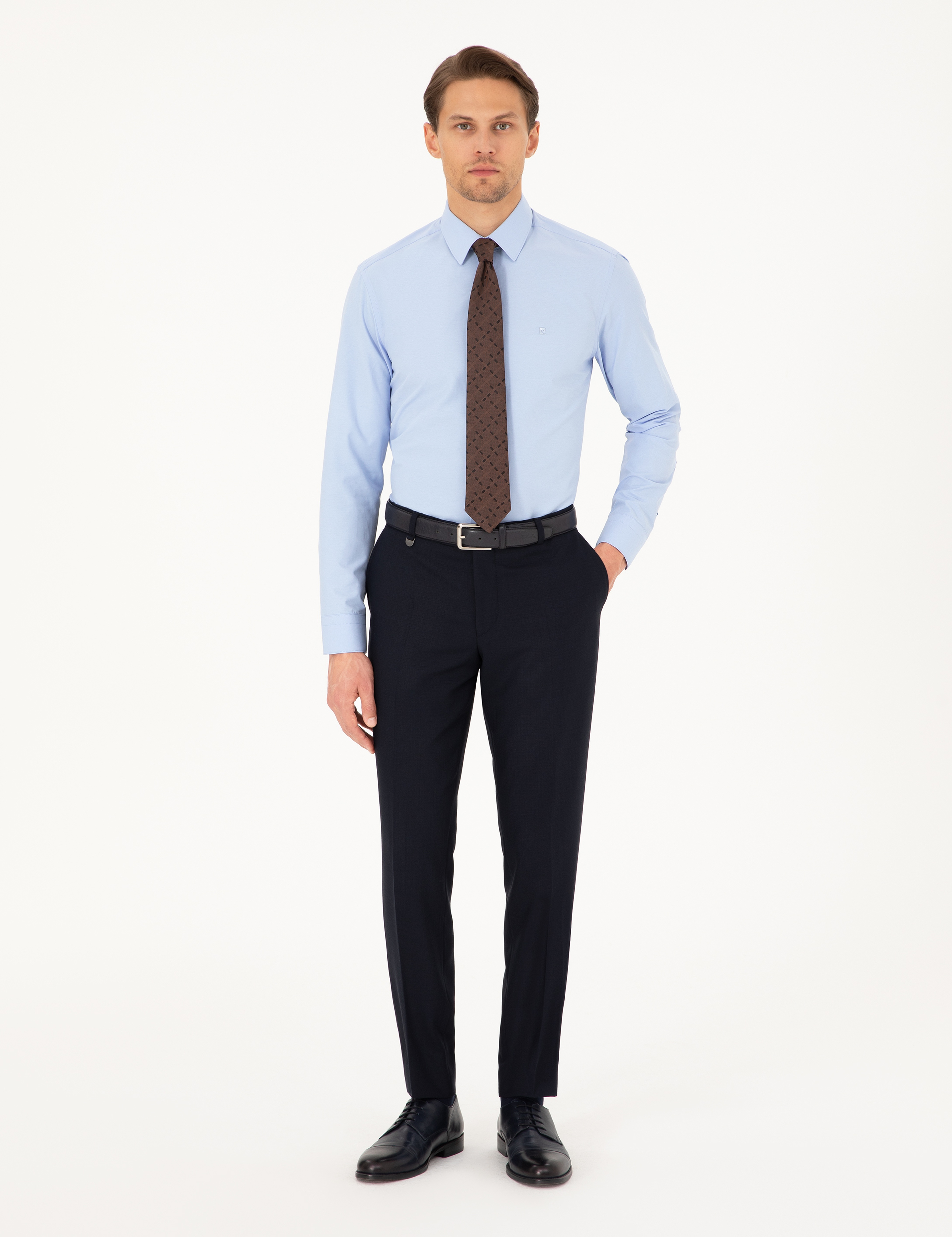 Mavi Slim Fit Uzun Kollu Basic Gömlek - Image 4