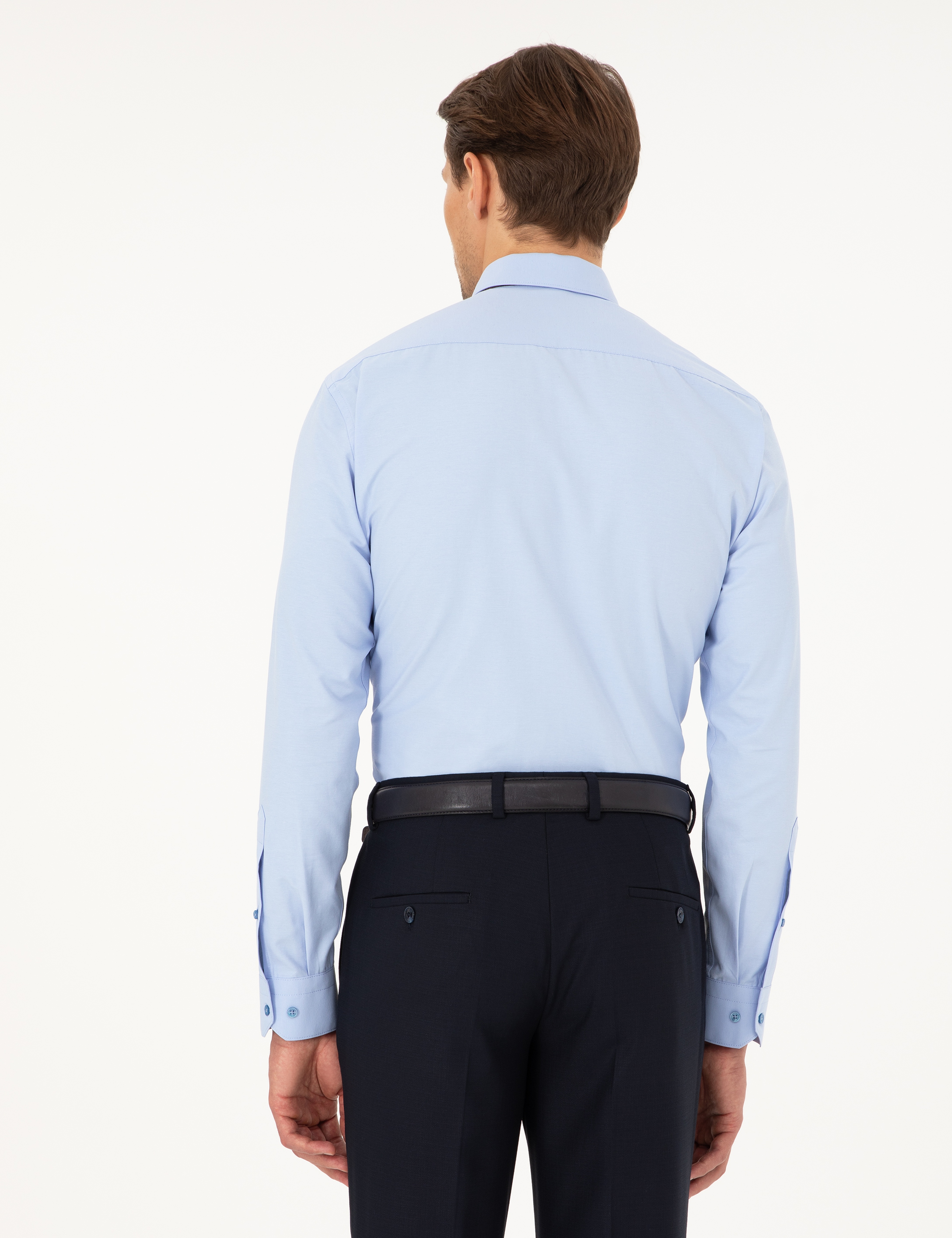 Mavi Slim Fit Uzun Kollu Basic Gömlek - Image 5