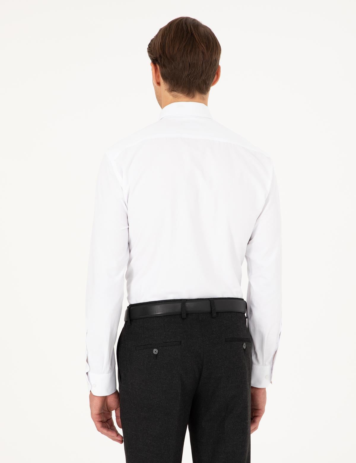 Beyaz Regular Fit Uzun Kollu Basic Gömlek - 50292551001