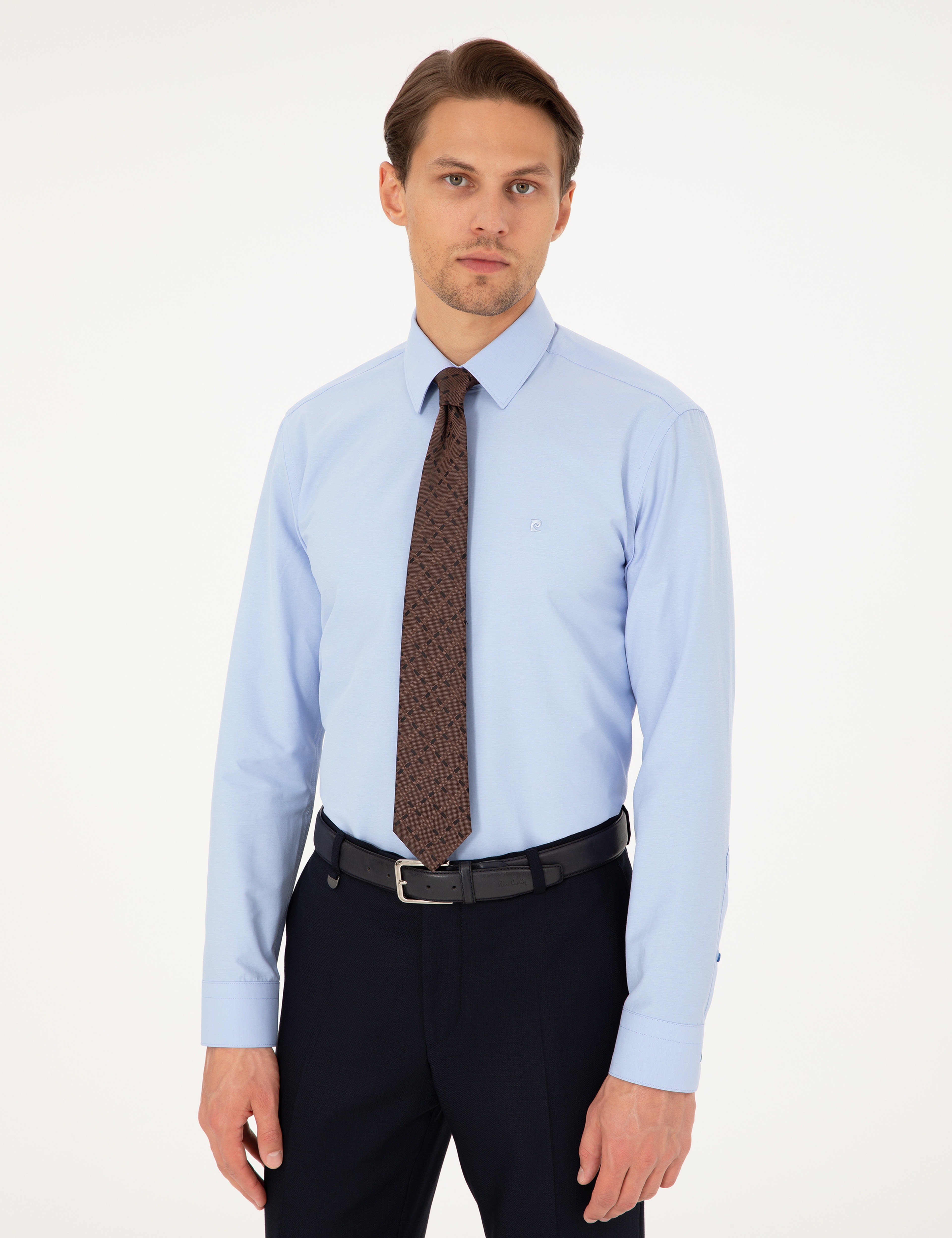 Mavi Slim Fit Uzun Kollu Basic Gömlek - Image 3
