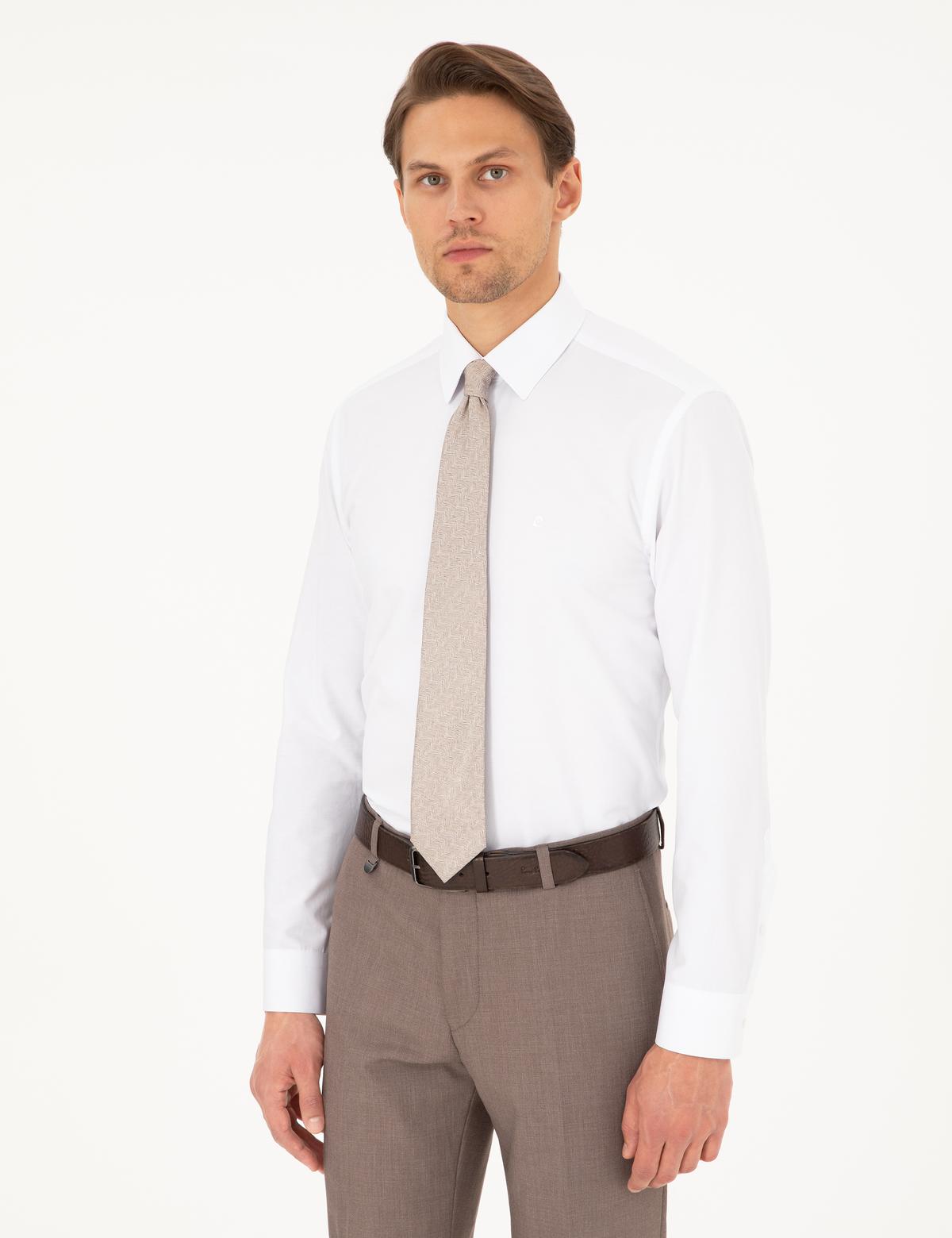 Beyaz Slim Fit Uzun Kollu Basic Gömlek