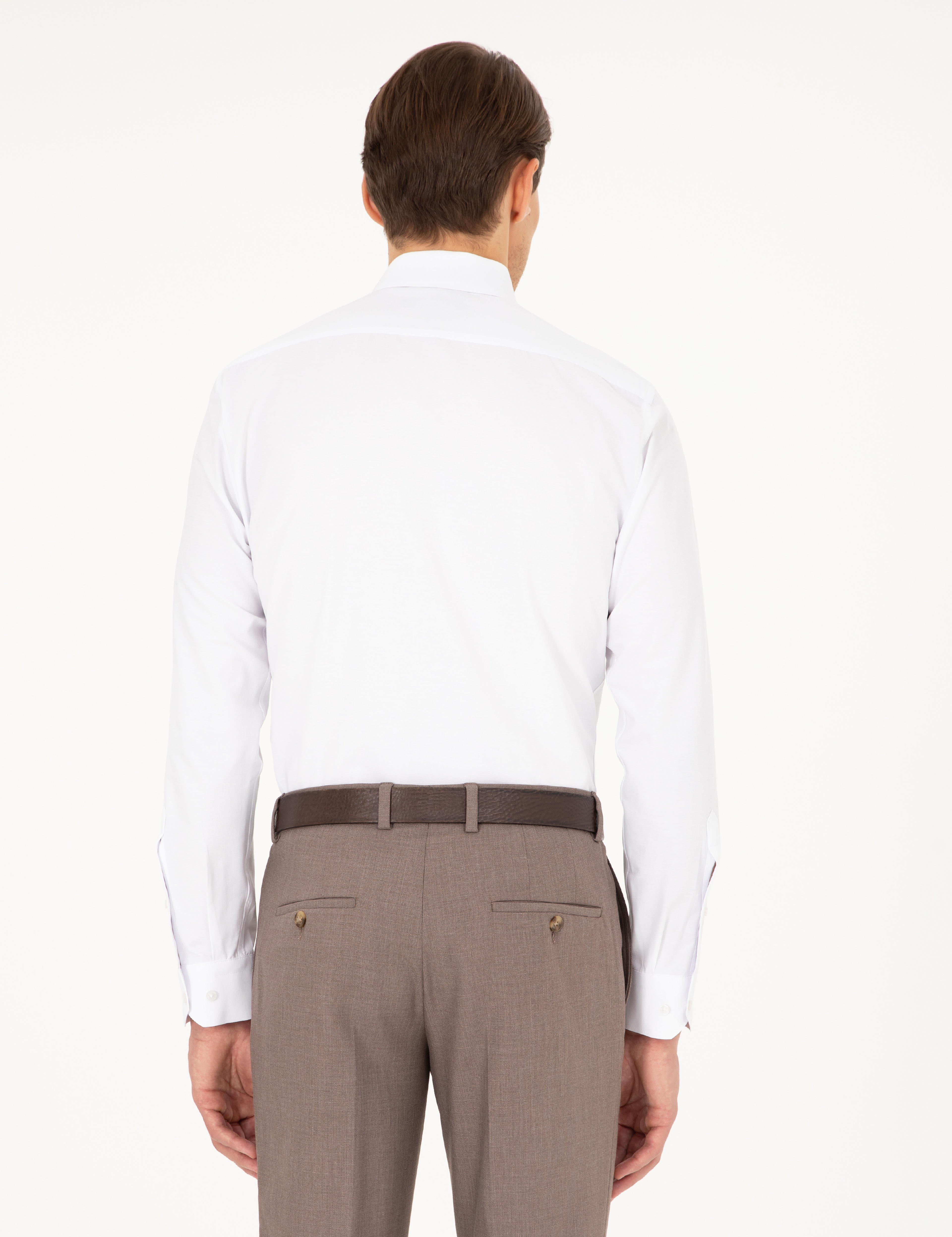 Beyaz Slim Fit Uzun Kollu Basic Gömlek - Image 5