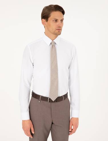 Beyaz Slim Fit Uzun Kollu Basic Gömlek