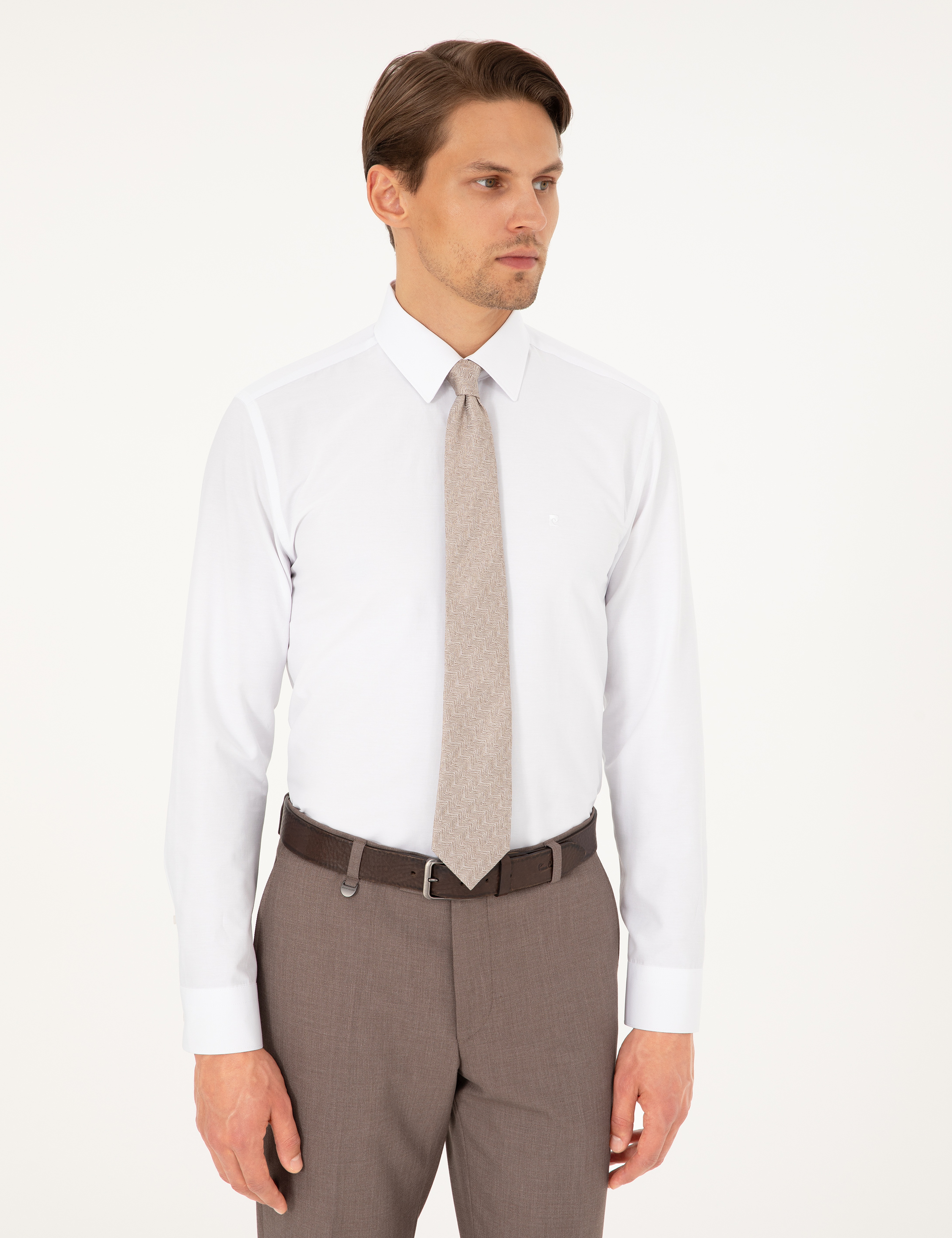 Beyaz Slim Fit Uzun Kollu Basic Gömlek - Image 3