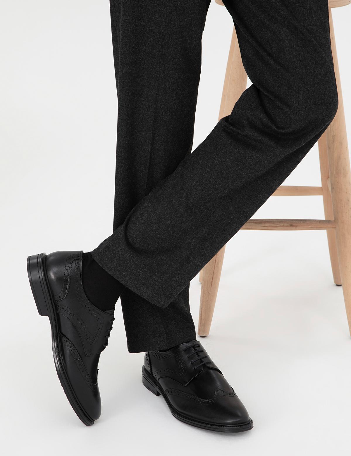 Siyah %100 Deri Klasik Ayakkabı - 50298520004