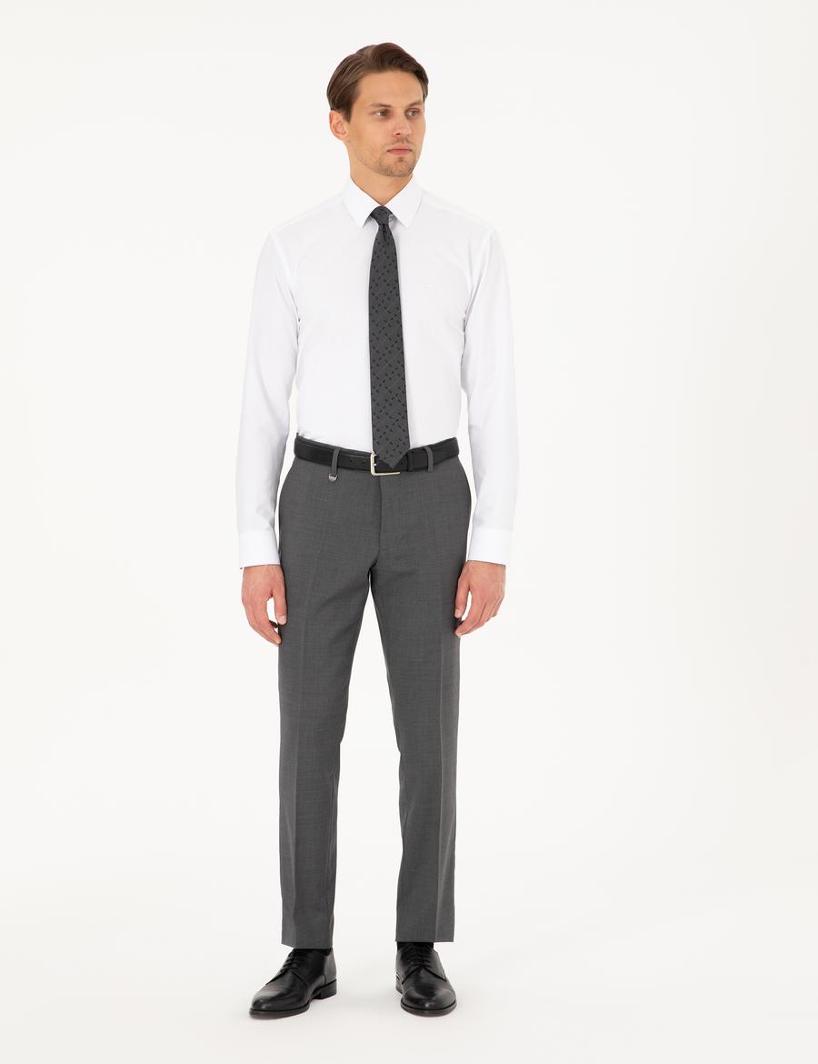 Füme Slim Fit Yün Kumaş Pantolon