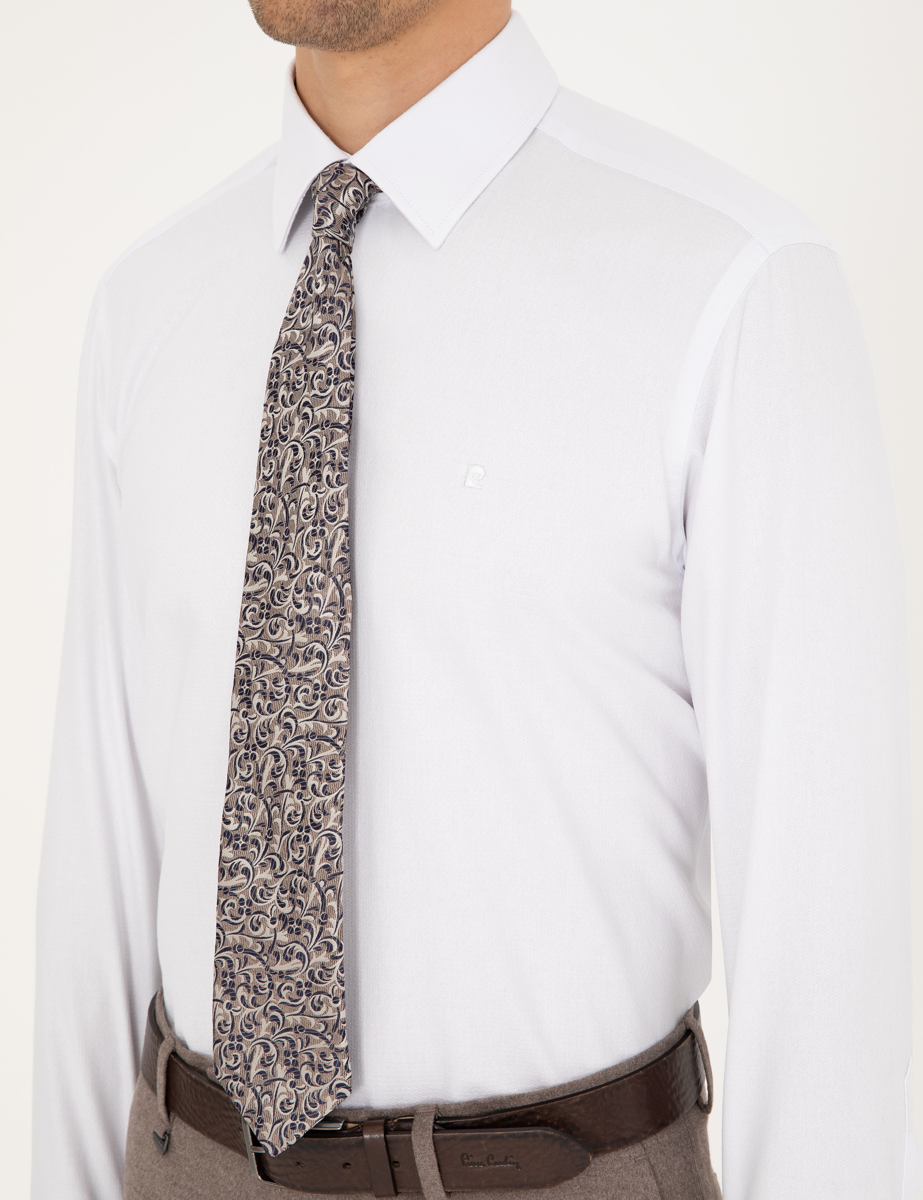 Beyaz Regular Fit Uzun Kollu Gömlek - Image 7