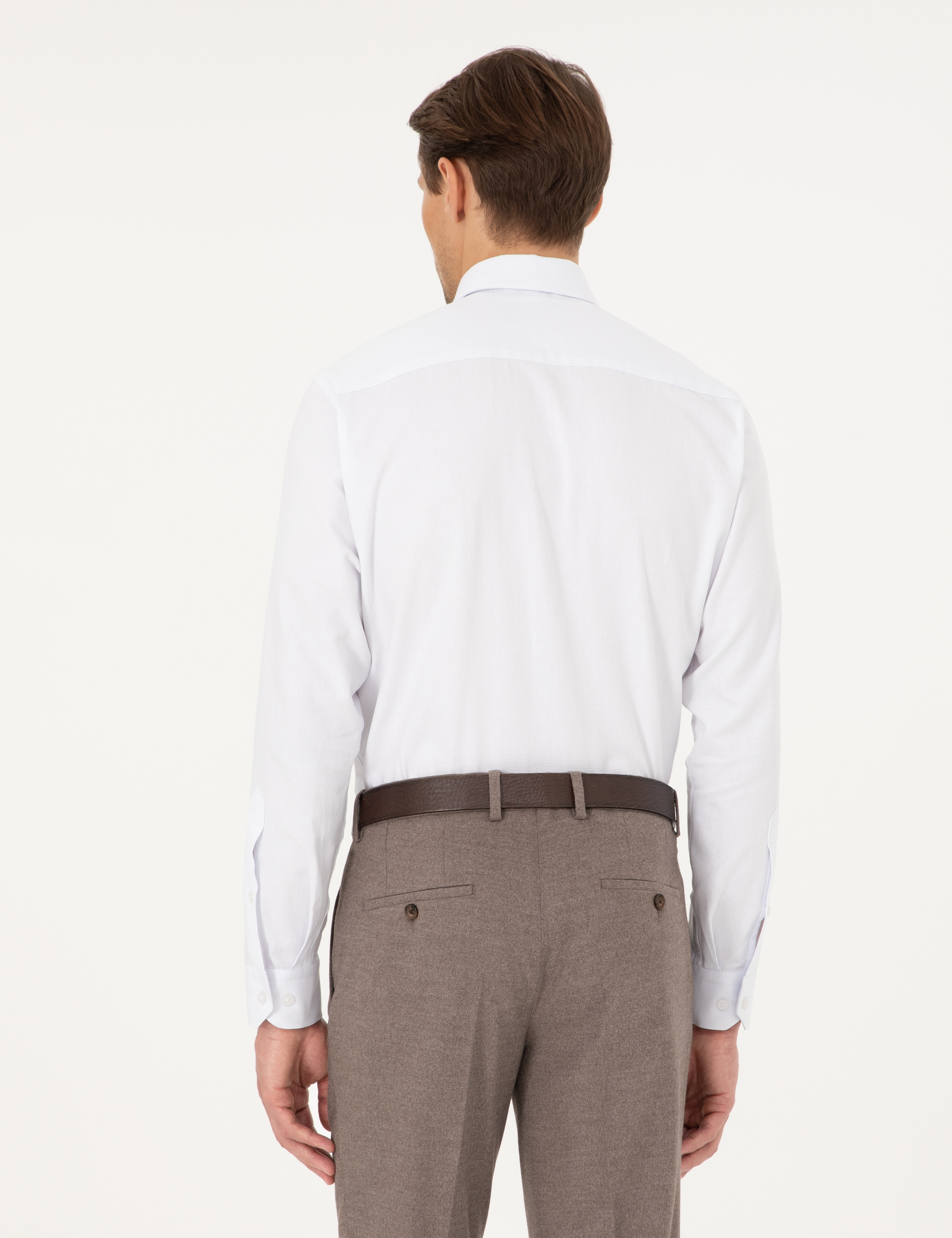 Beyaz Regular Fit Uzun Kollu Gömlek - Image 5