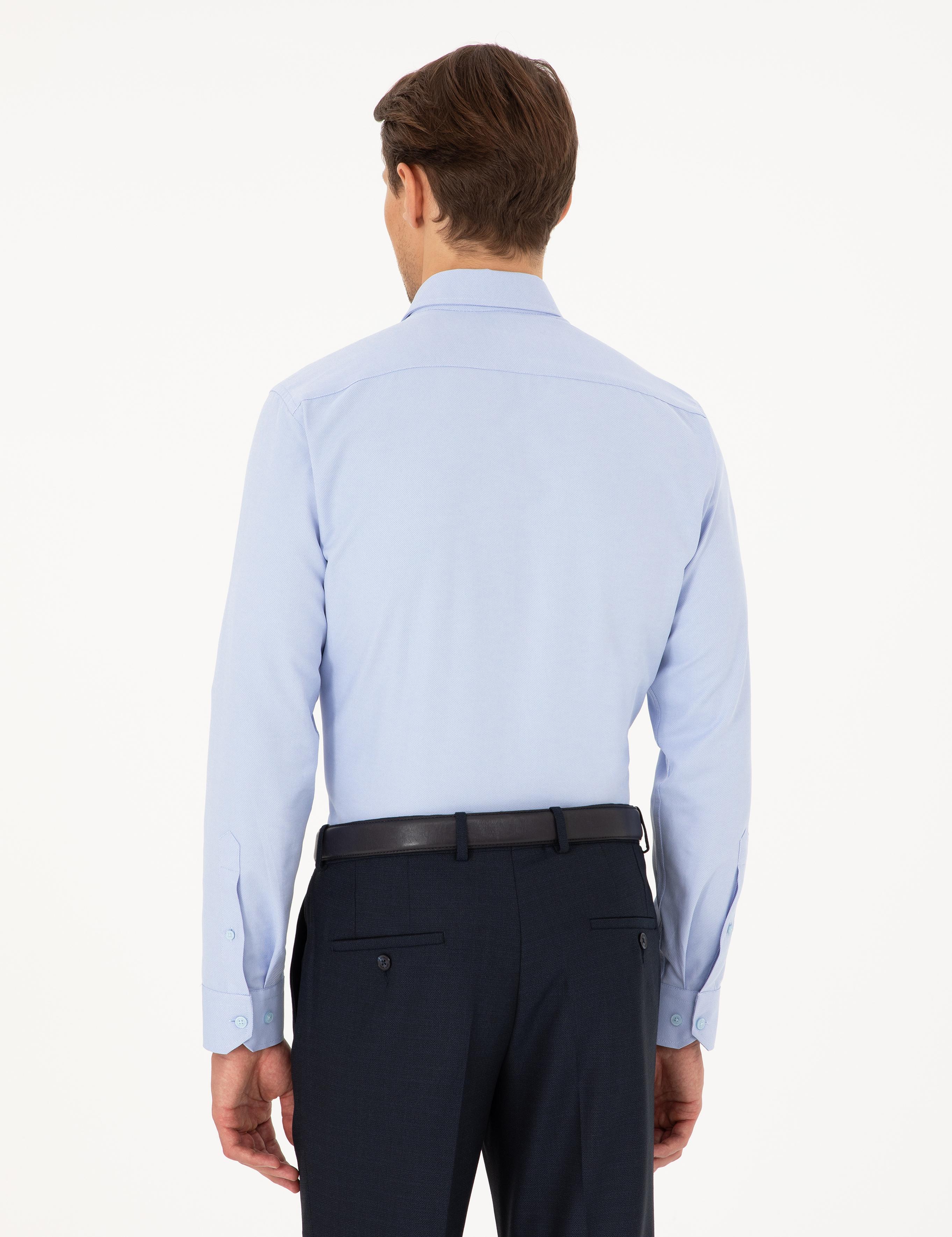 Açık Mavi Slim Fit Uzun Kollu Gömlek