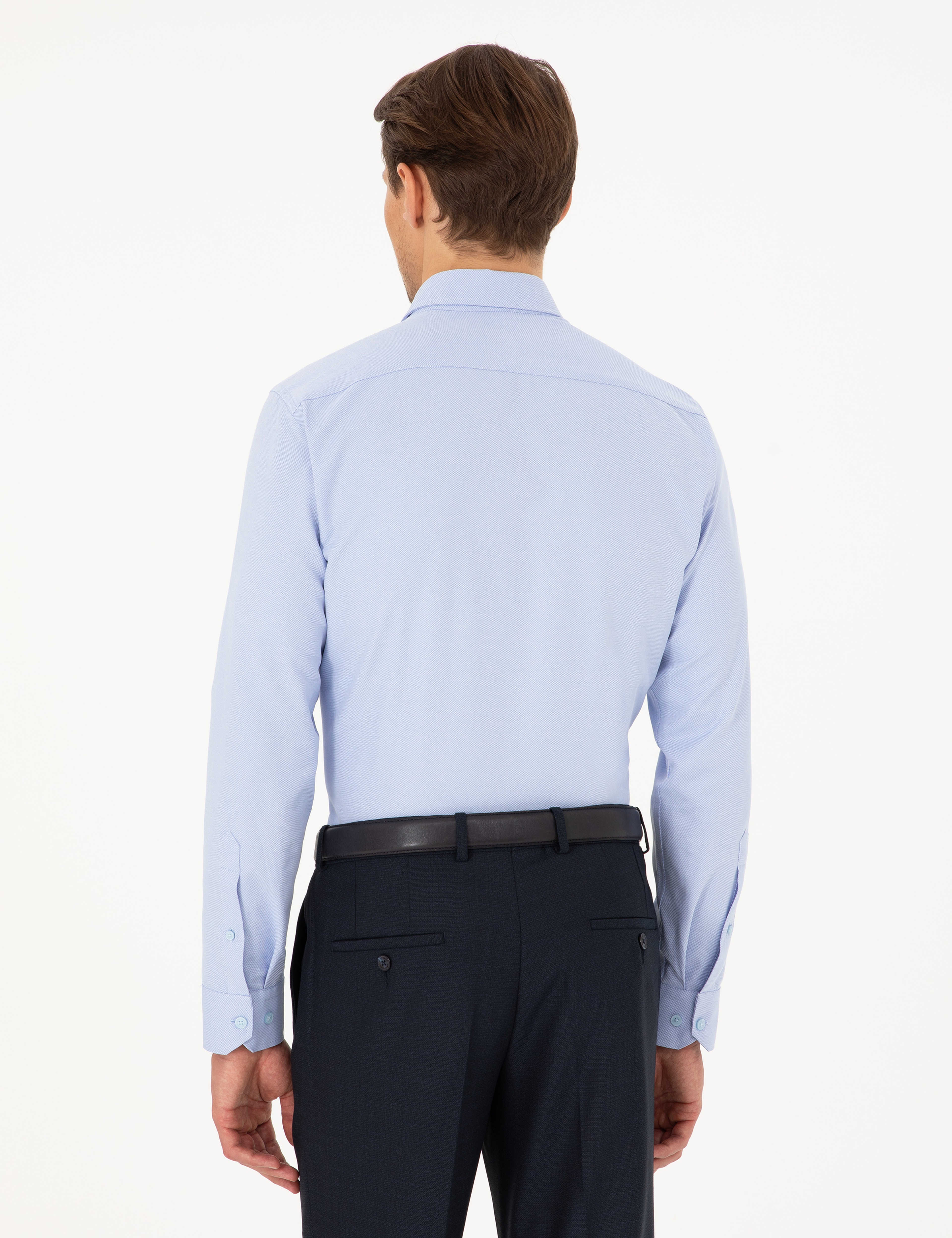 Açık Mavi Slim Fit Uzun Kollu Gömlek - Image 5