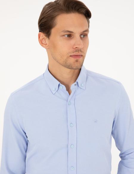 Açık Mavi Slim Fit Uzun Kollu Gömlek - 50297998071