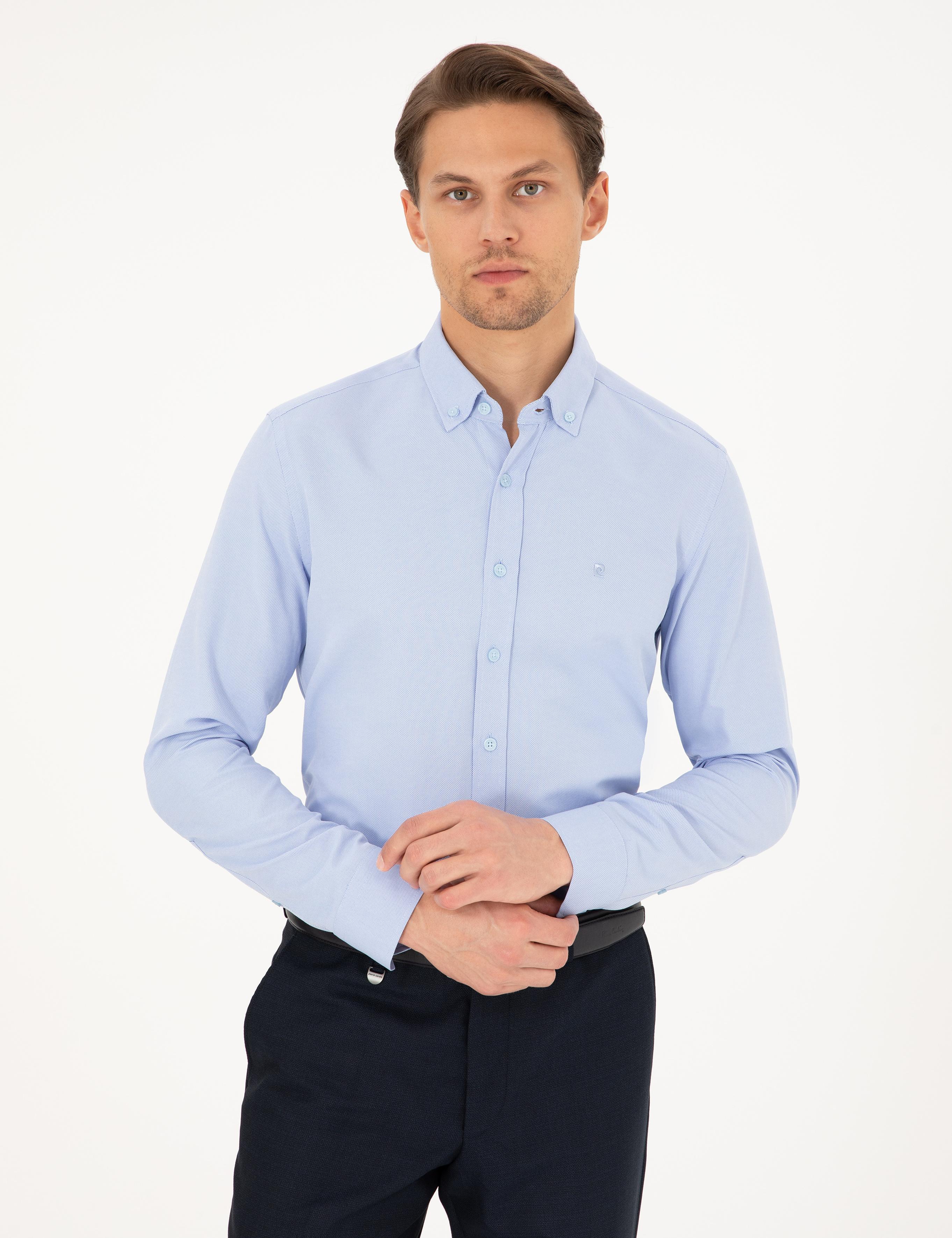 Açık Mavi Slim Fit Uzun Kollu Gömlek