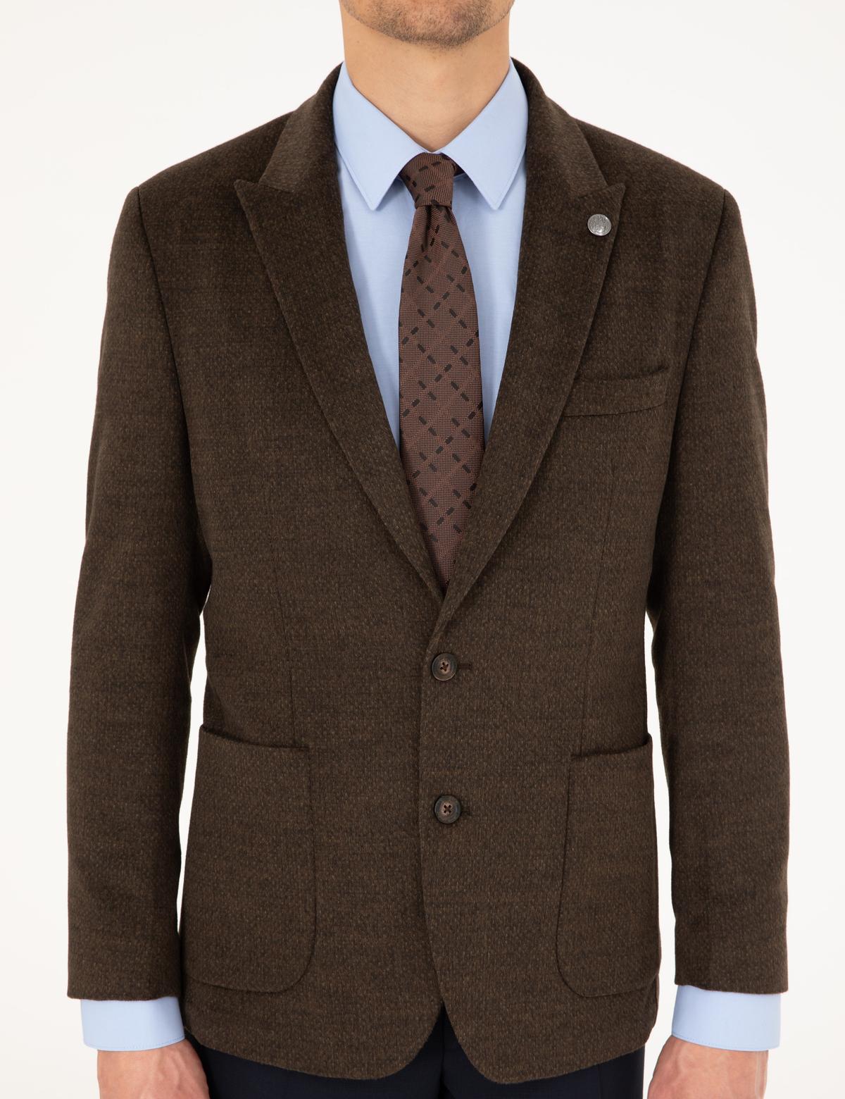 Kahverengi Slim Fit Ceket - 50296044080