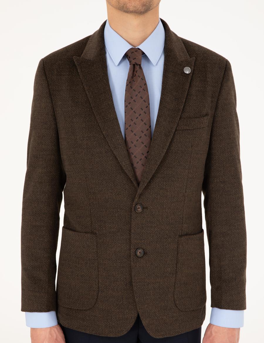 Kahverengi Slim Fit Ceket