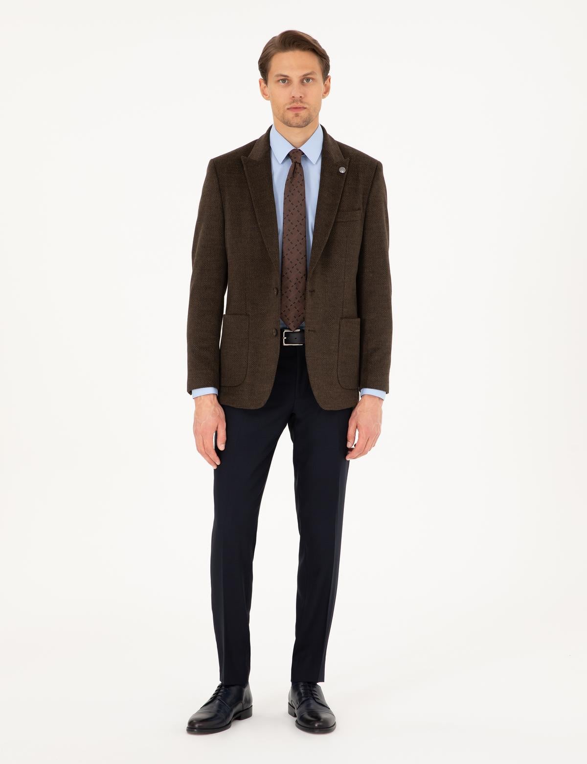 Kahverengi Slim Fit Ceket - 50296044080