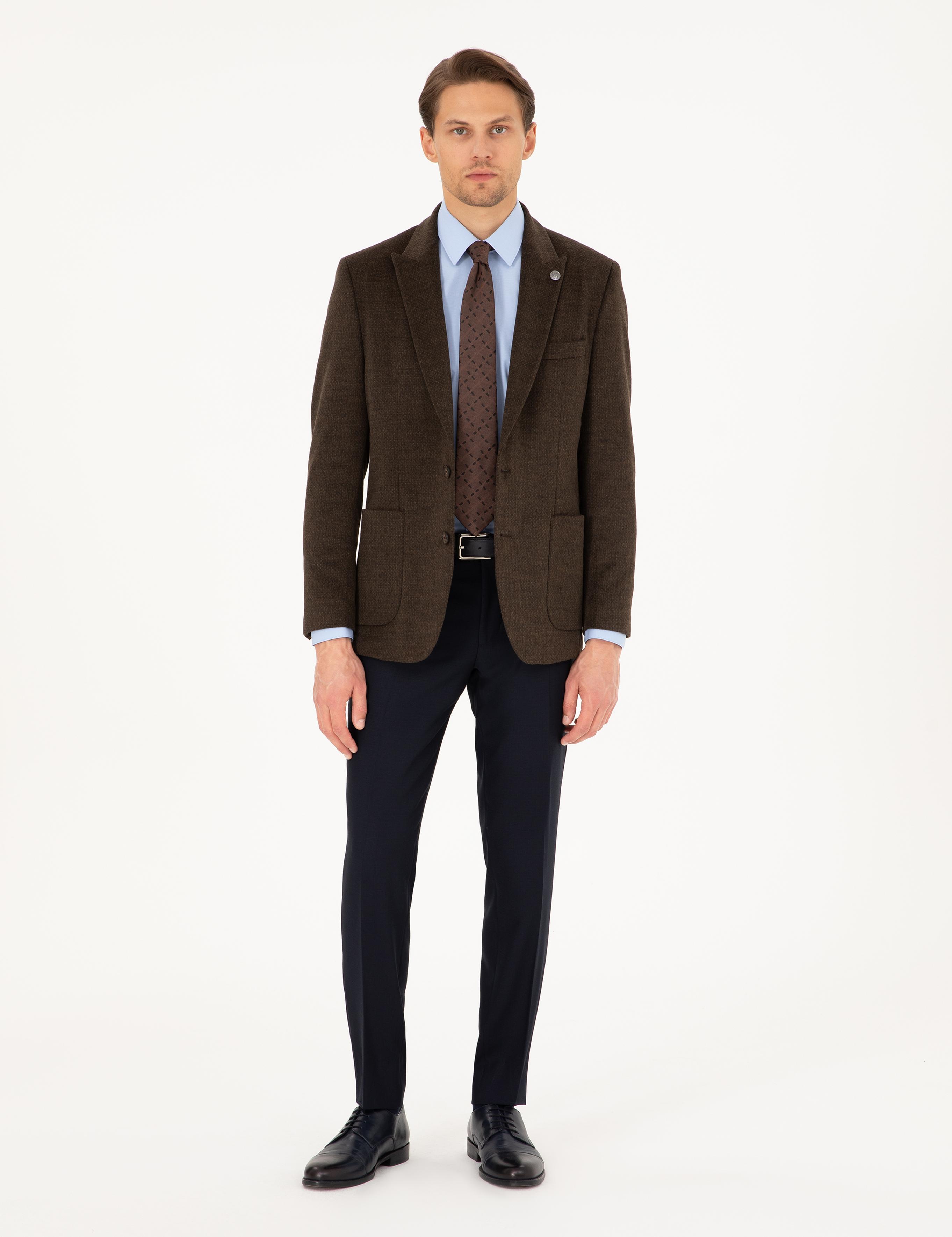 Kahverengi Slim Fit Ceket