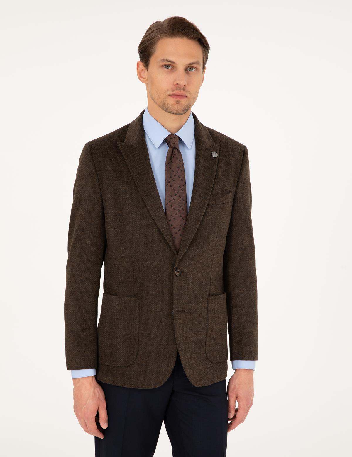 Kahverengi Slim Fit Ceket - 50296044080