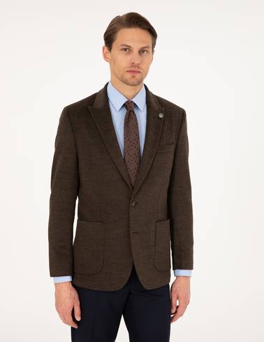 Kahverengi Slim Fit Ceket