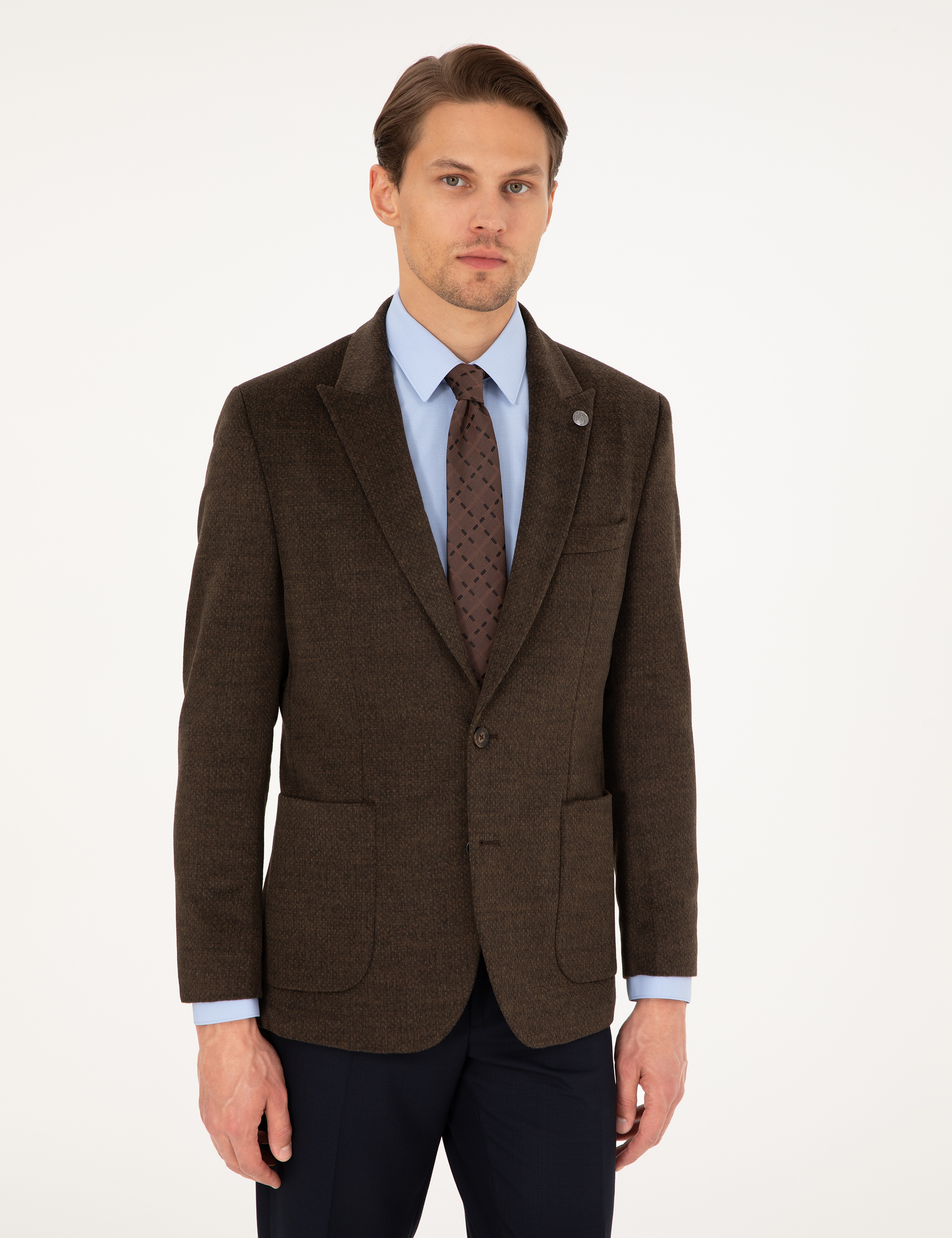 Kahverengi Slim Fit Ceket