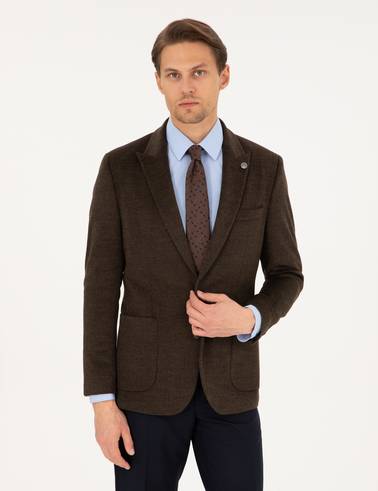 Kahverengi Slim Fit Ceket