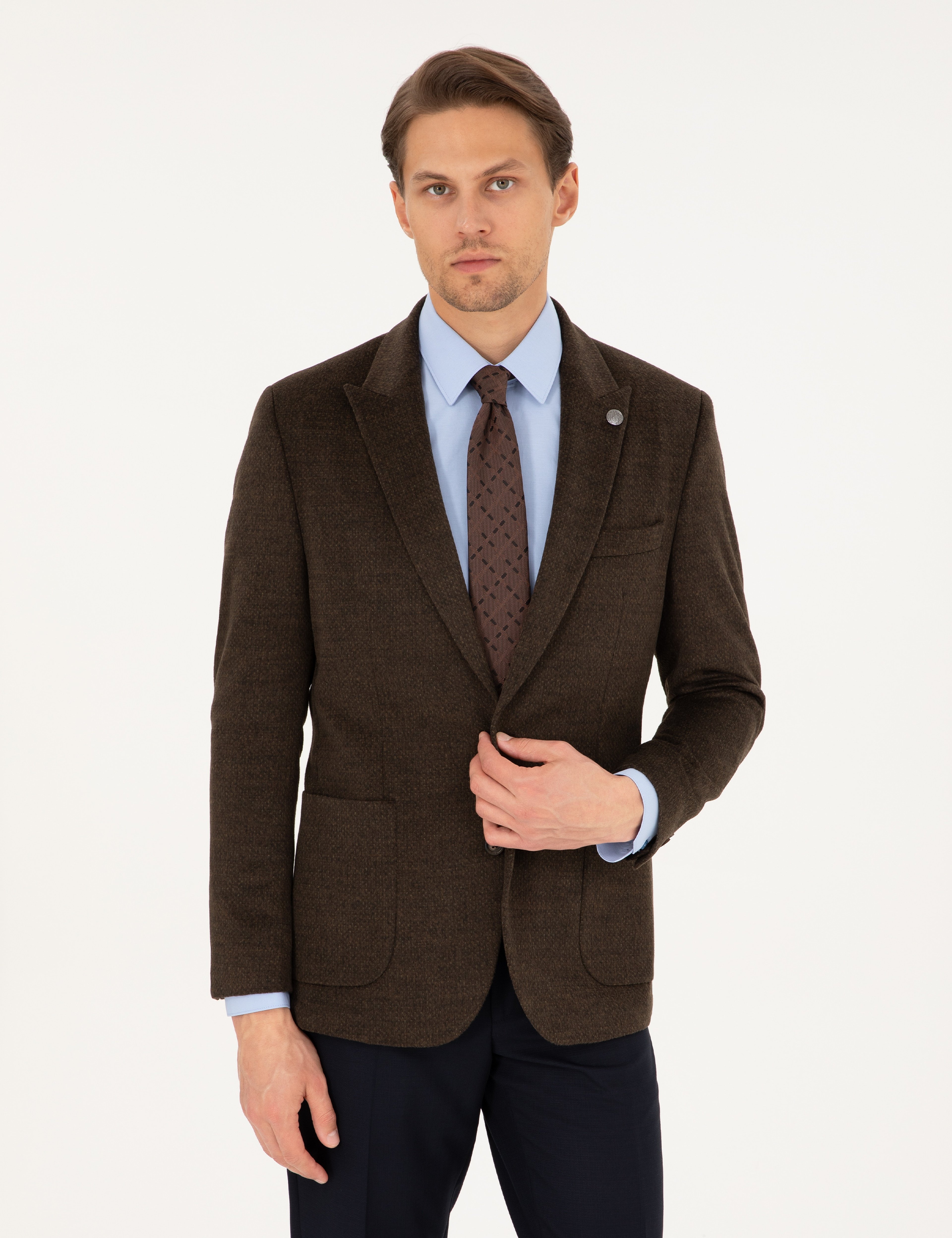 Kahverengi Slim Fit Ceket