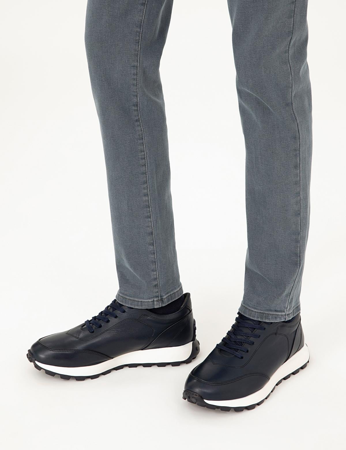 Lacivert %100 Deri Casual Ayakkabı - 50298536012