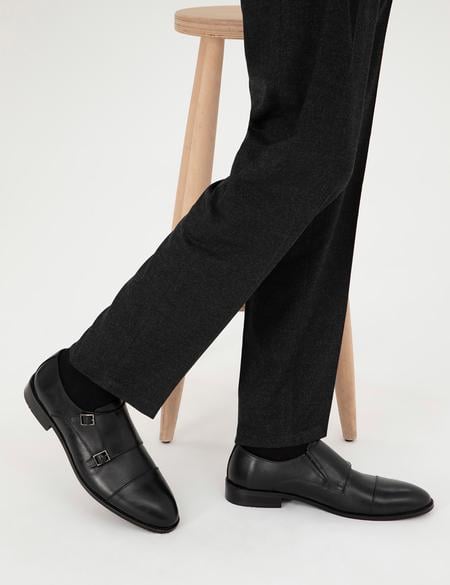 Siyah %100 Deri Klasik Ayakkabı - 50298531002