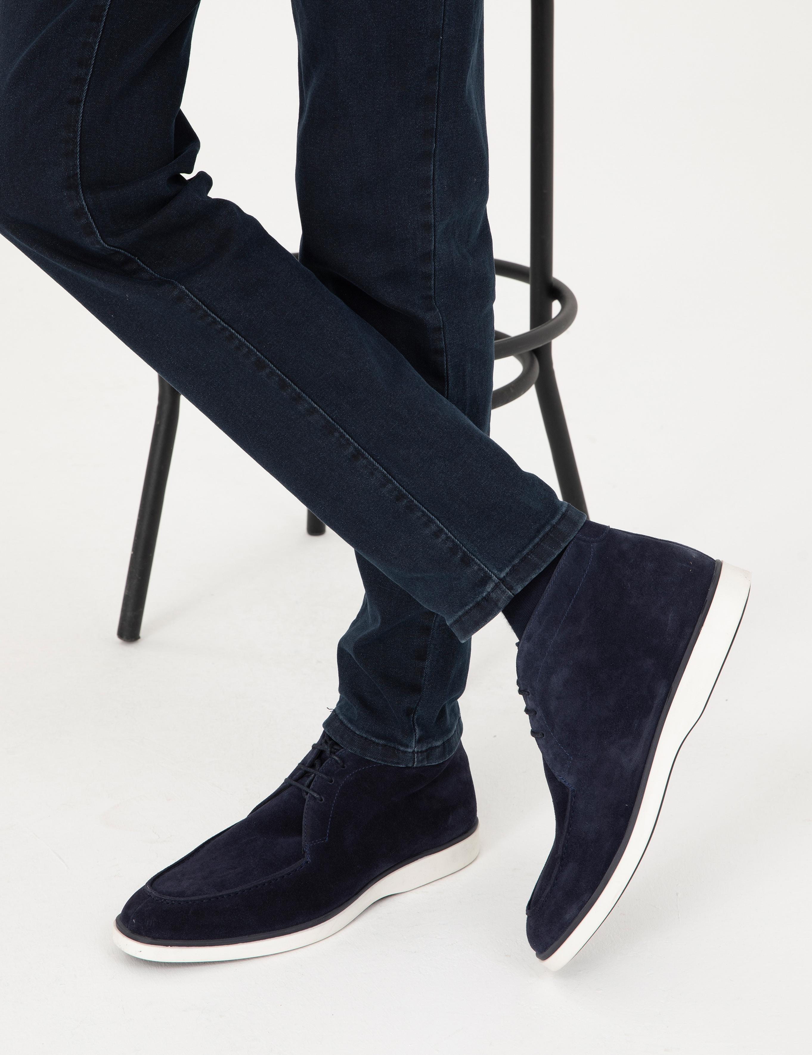 Lacivert %100 Deri Casual Ayakkabı