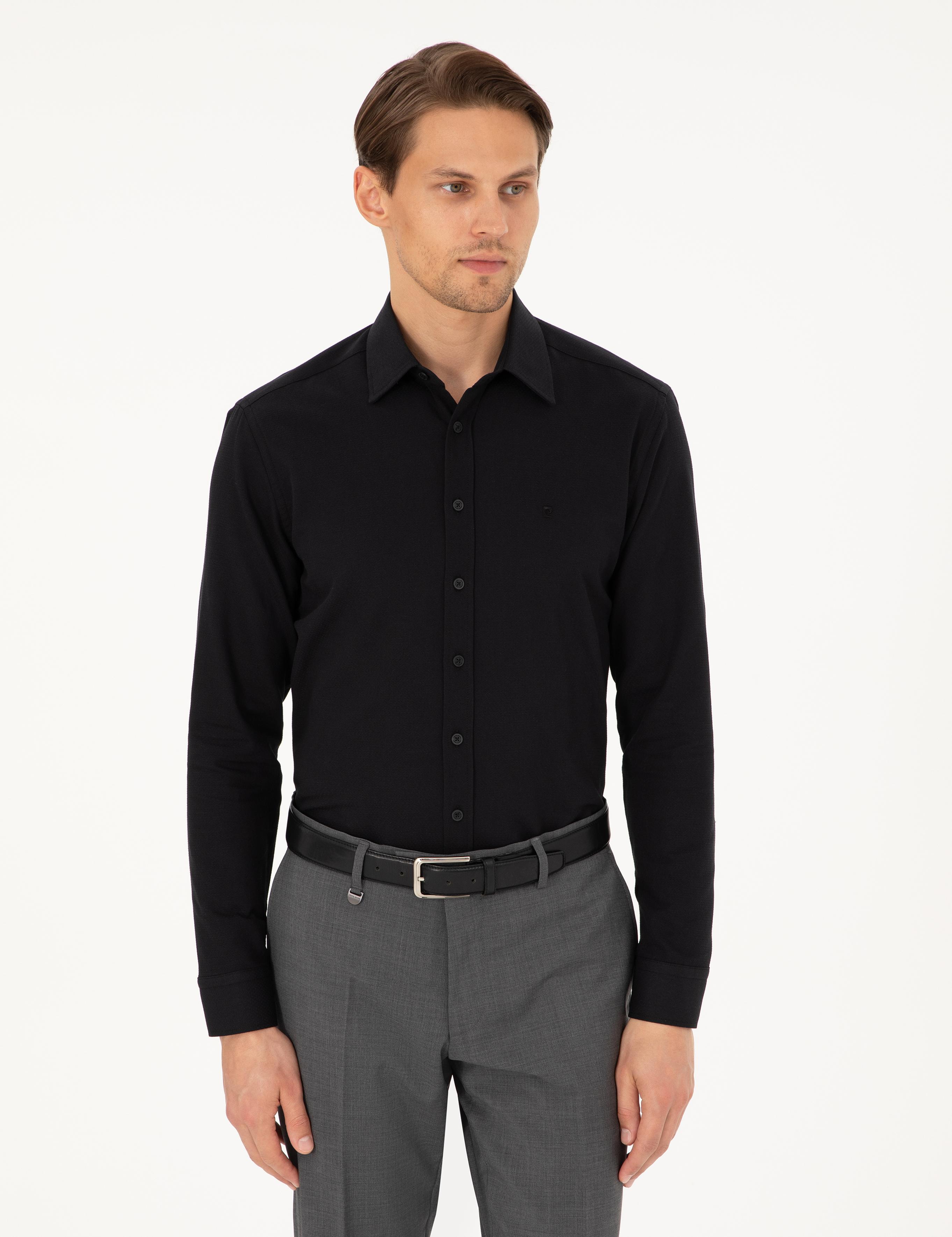 Siyah Regular Fit Uzun Kollu Gömlek